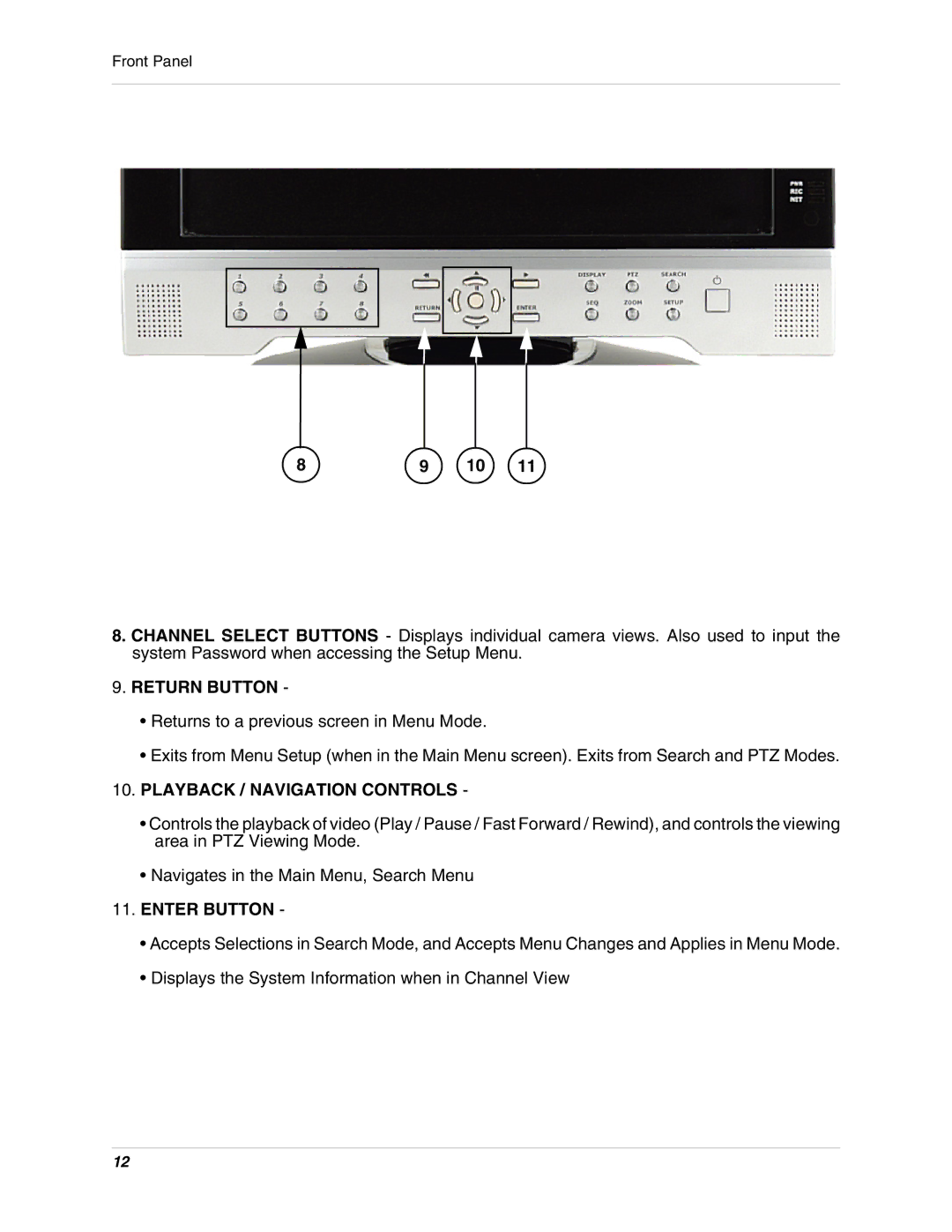 LOREX Technology SG17LD800 Series, SG19LD800 Series instruction manual Return Button 