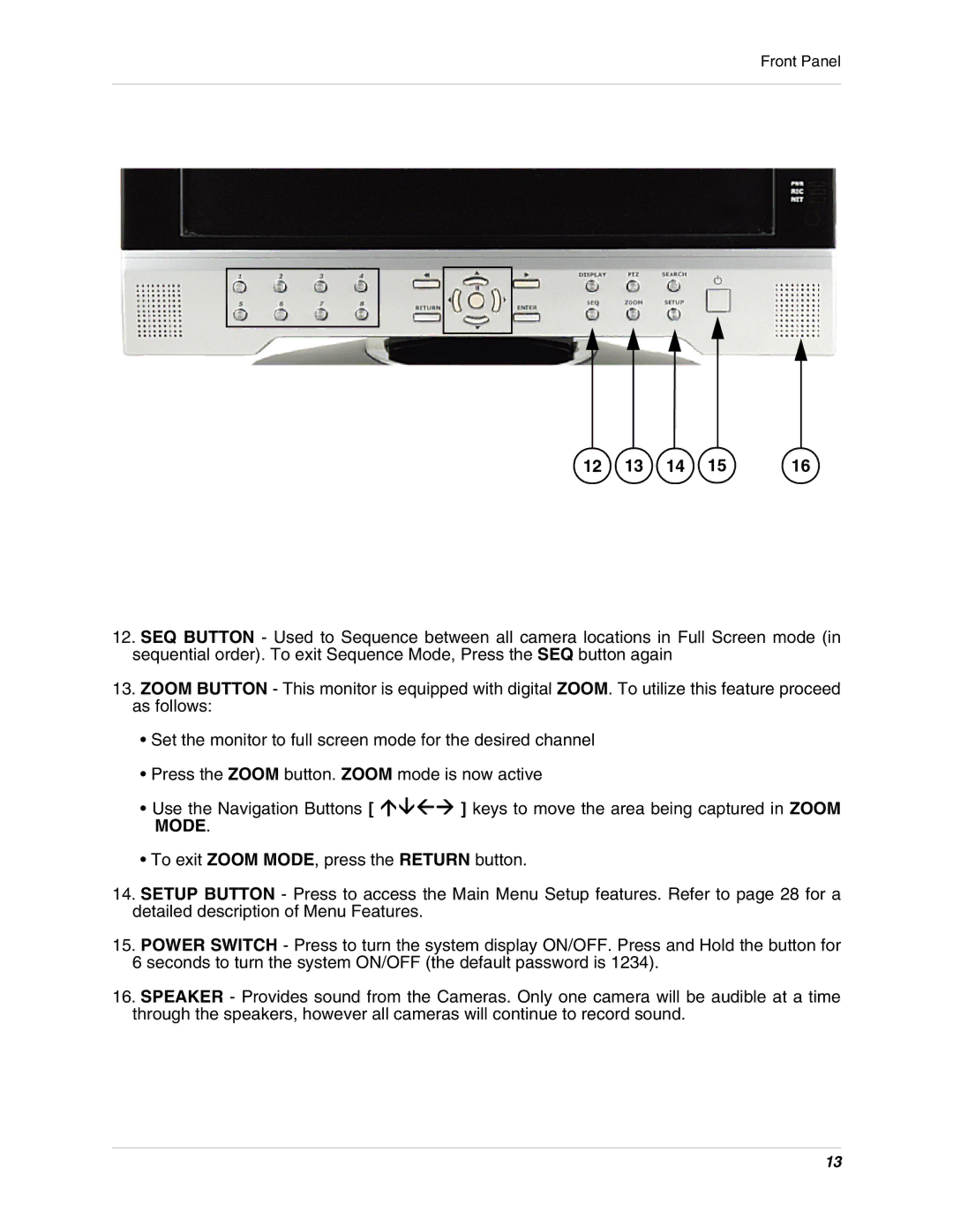 LOREX Technology SG19LD800 Series, SG17LD800 Series instruction manual Front Panel 