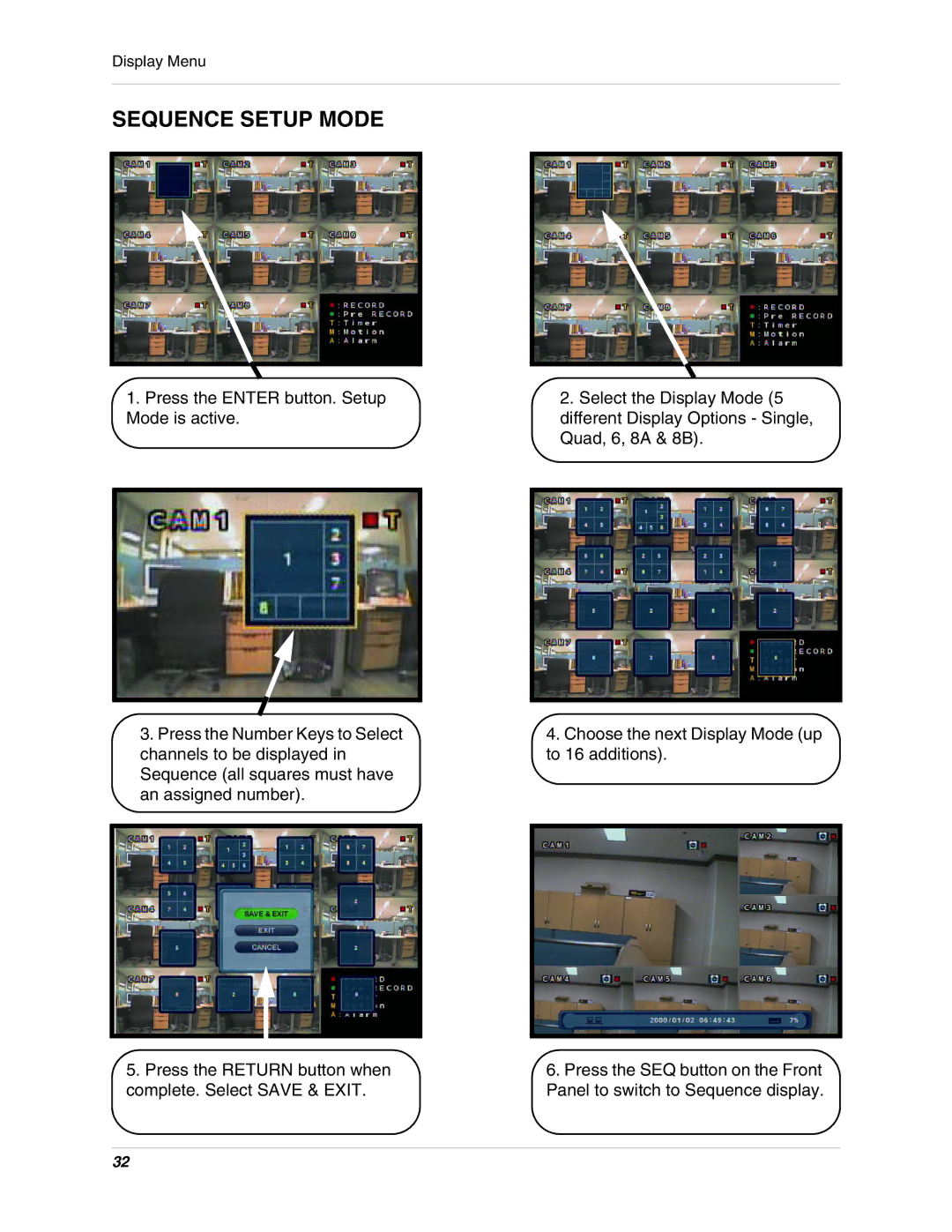 LOREX Technology SG17LD800 Series, SG19LD800 Series instruction manual Sequence Setup Mode 