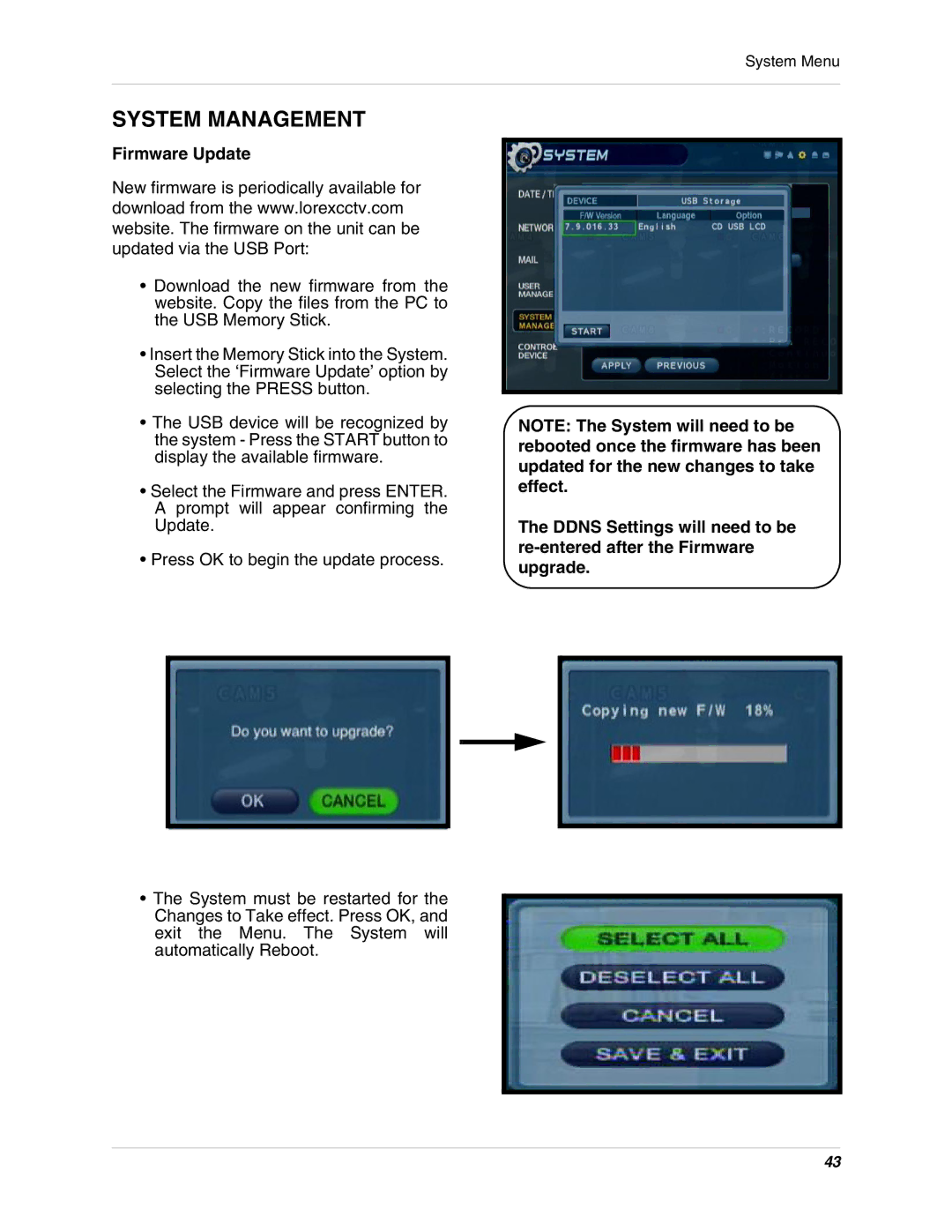 LOREX Technology SG19LD800 Series, SG17LD800 Series instruction manual Firmware Update 