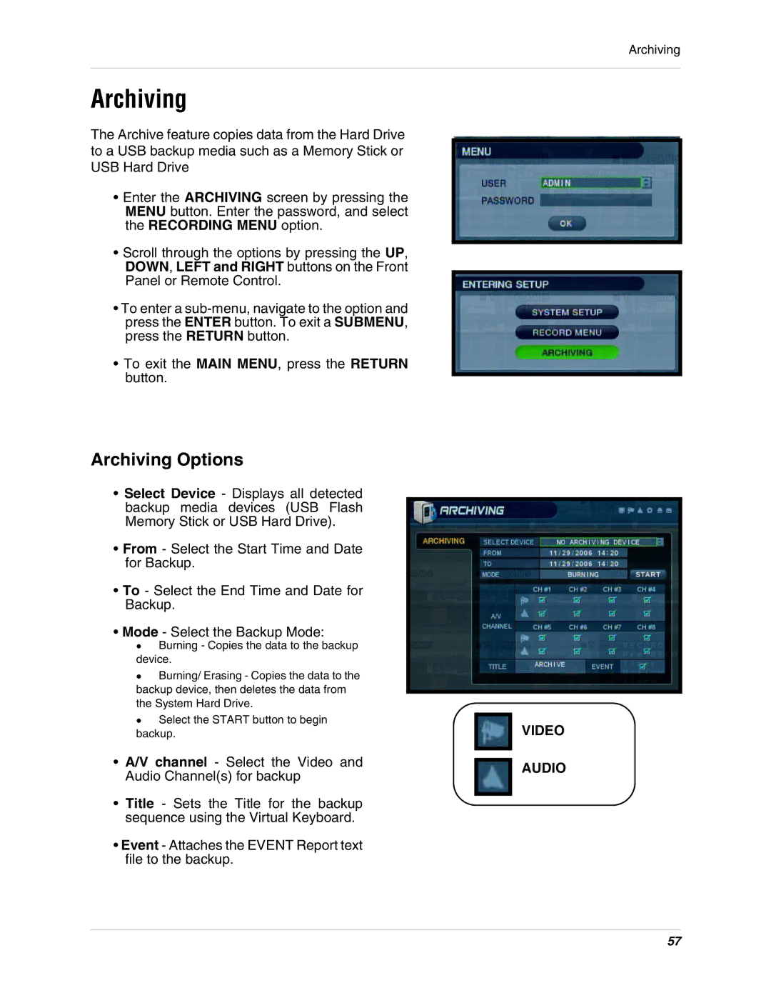 LOREX Technology SG19LD800 Series, SG17LD800 Series instruction manual Archiving Options 