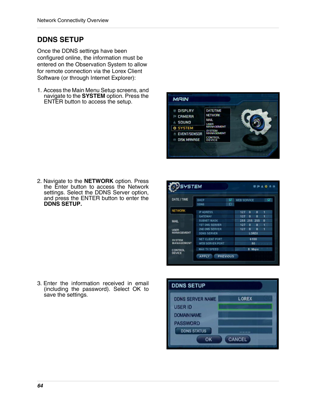 LOREX Technology SG17LD800 Series, SG19LD800 Series instruction manual Ddns Setup 