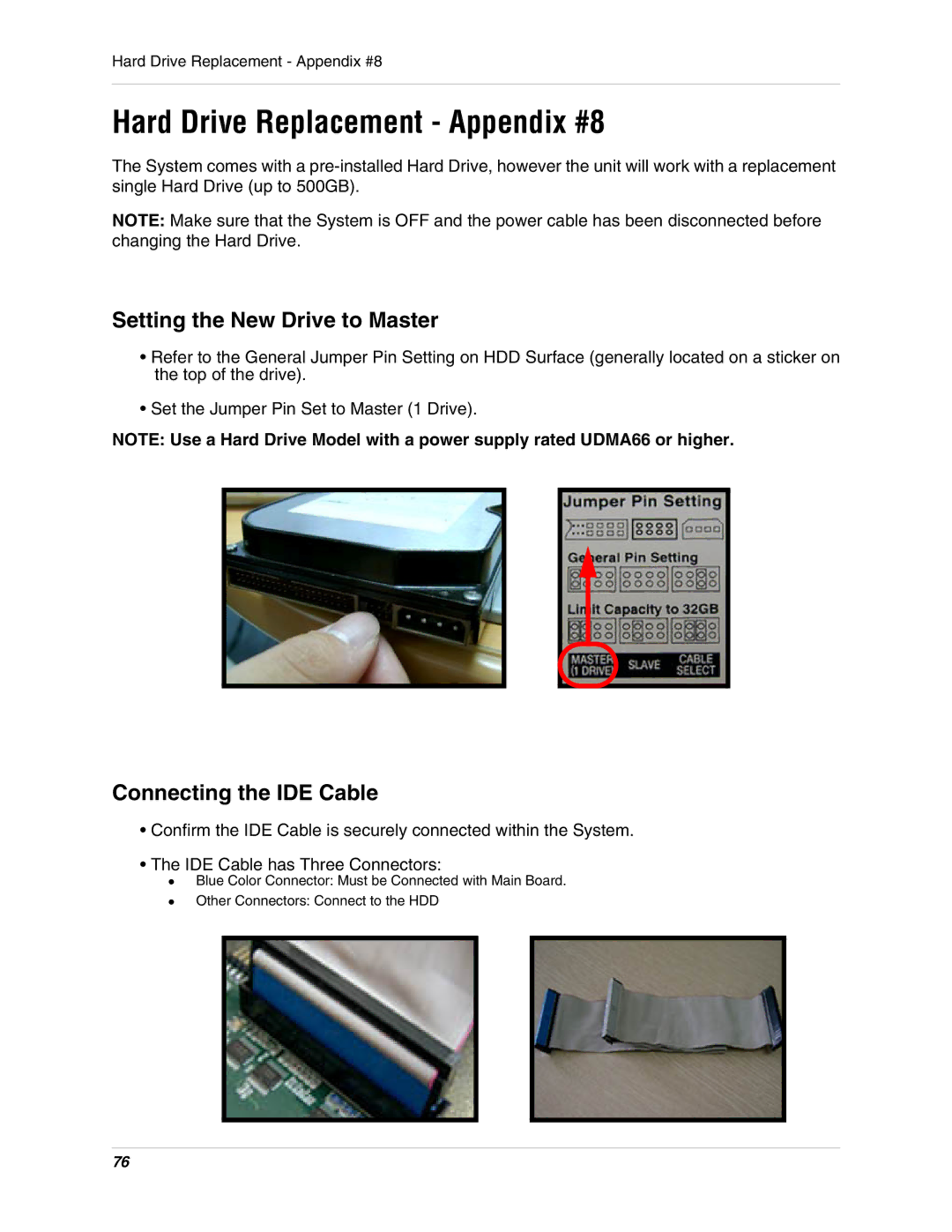 LOREX Technology SG17LD800 Series, SG19LD800 Series Hard Drive Replacement Appendix #8, Setting the New Drive to Master 