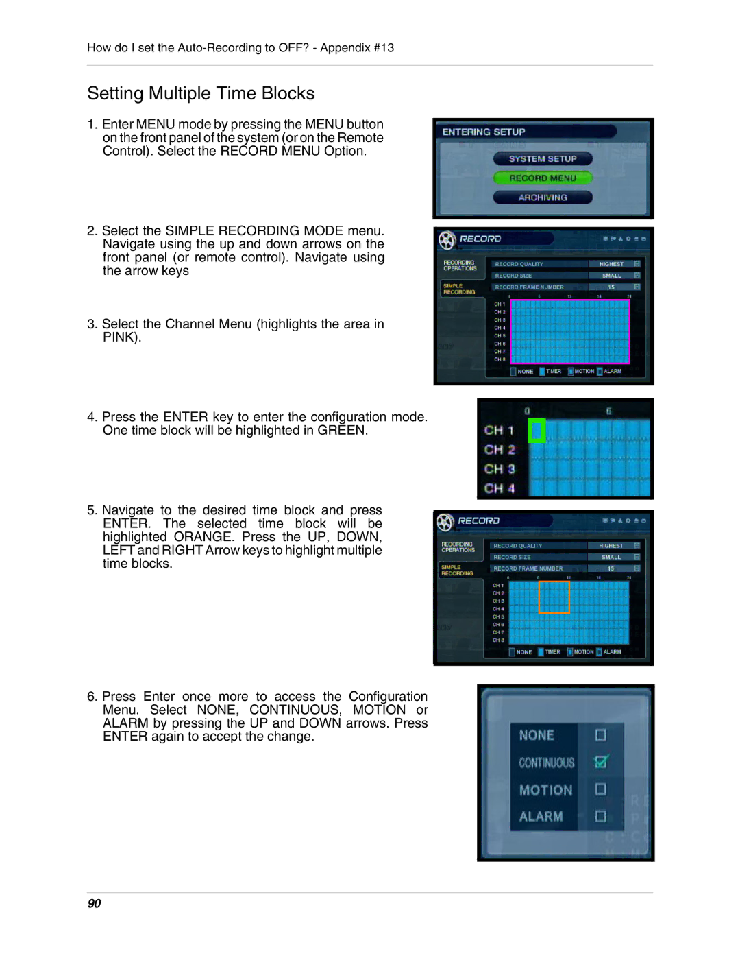 LOREX Technology SG17LD800 Series, SG19LD800 Series instruction manual Setting Multiple Time Blocks 