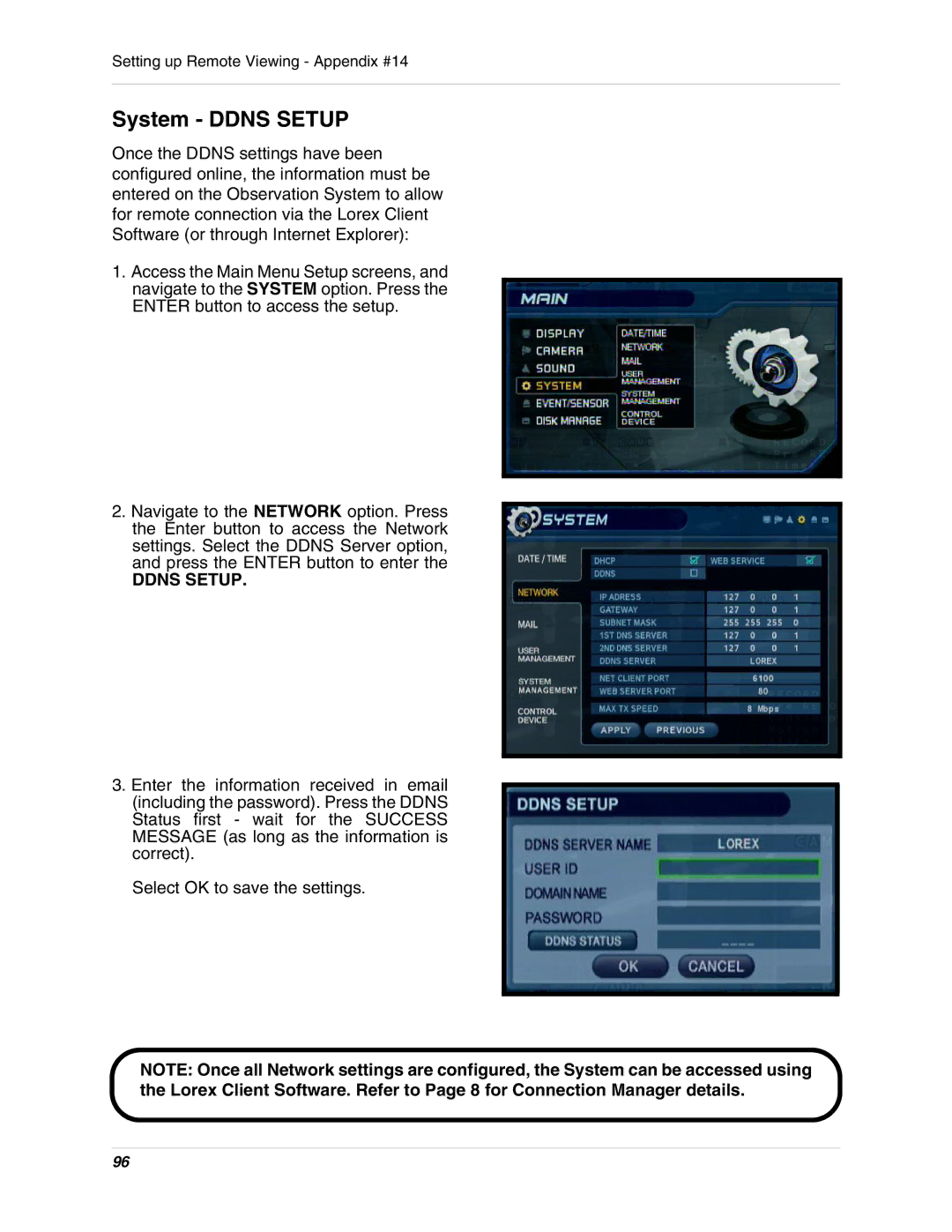 LOREX Technology SG17LD800 Series, SG19LD800 Series instruction manual System Ddns Setup 