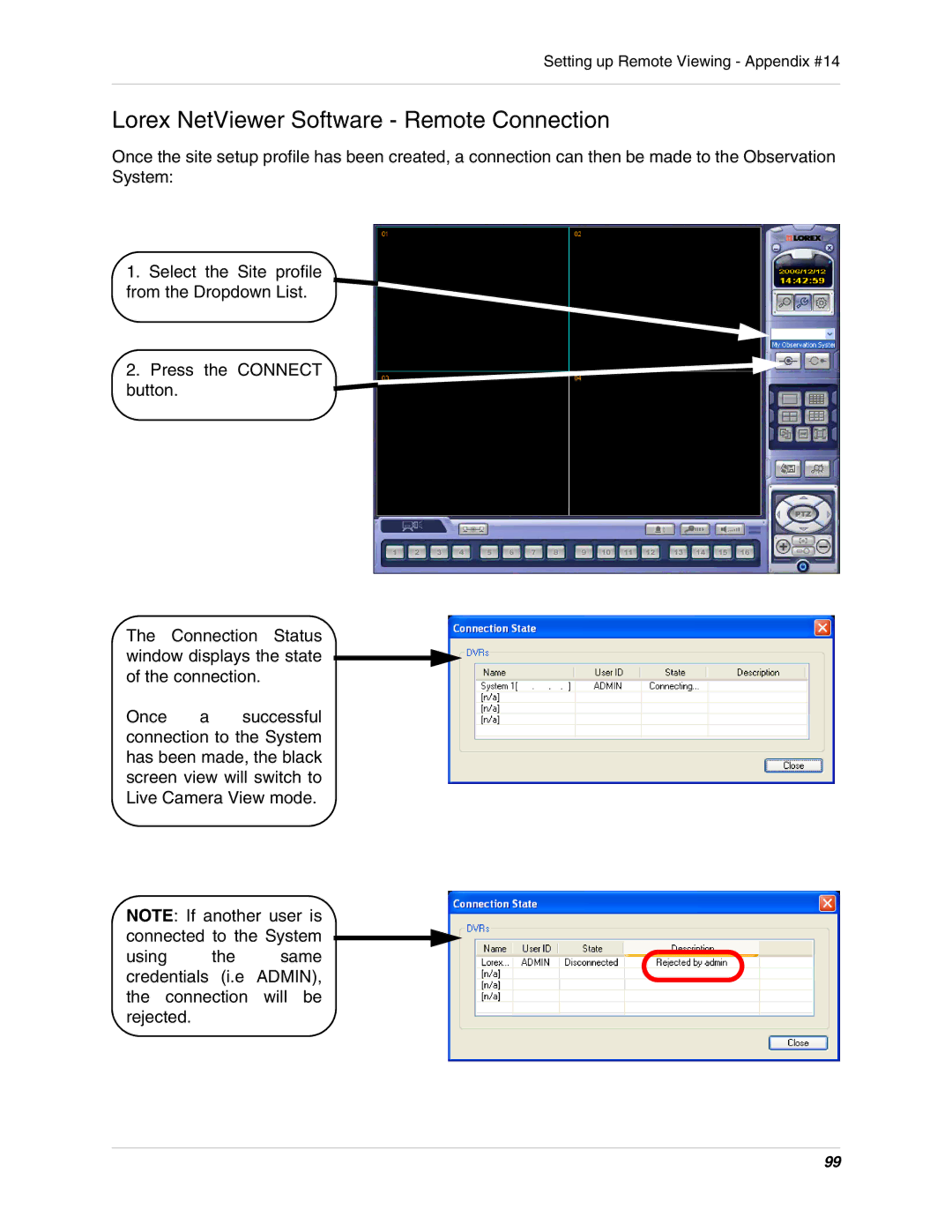 LOREX Technology SG19LD800 Series, SG17LD800 Series instruction manual Lorex NetViewer Software Remote Connection 