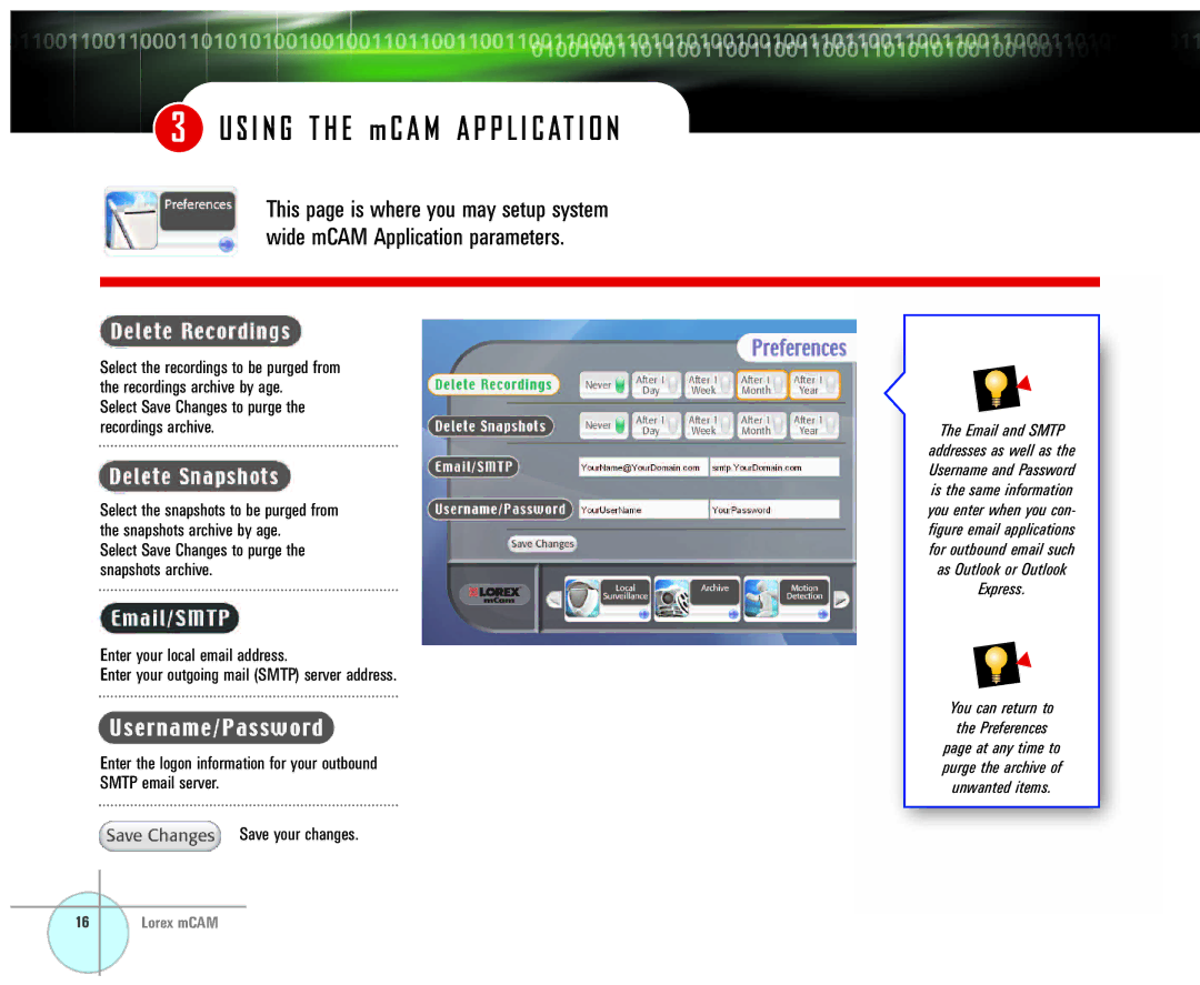 LOREX Technology SG21CD7444 user manual As Outlook or Outlook Express You can return to Preferences 