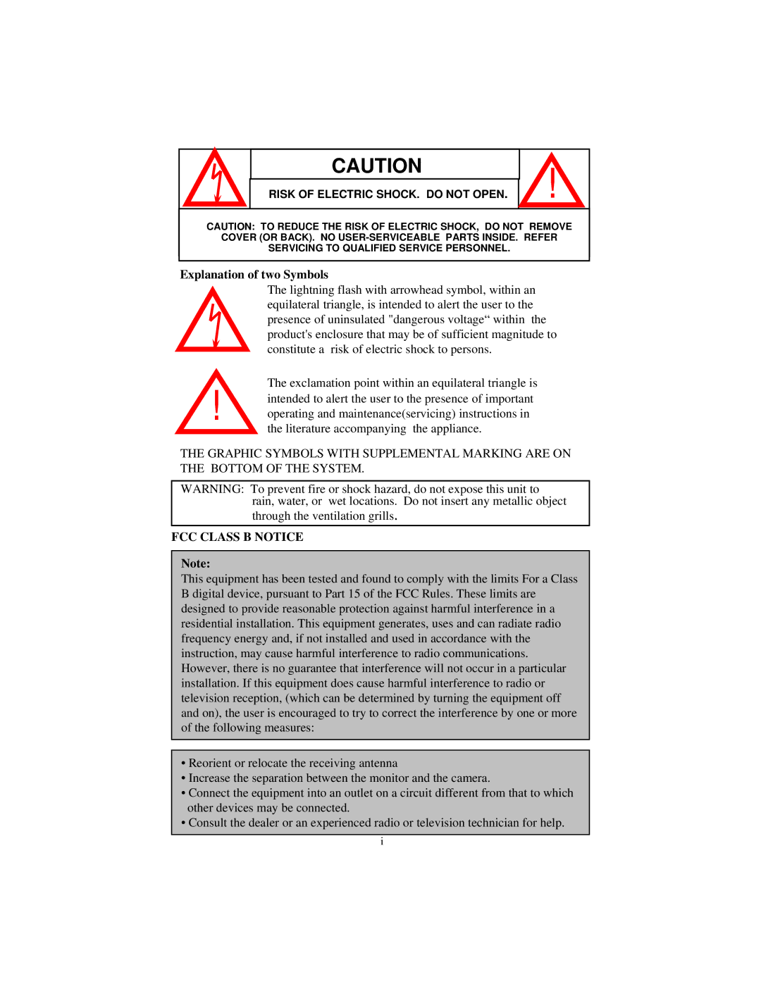 LOREX Technology SG6331P instruction manual FCC Class B Notice 