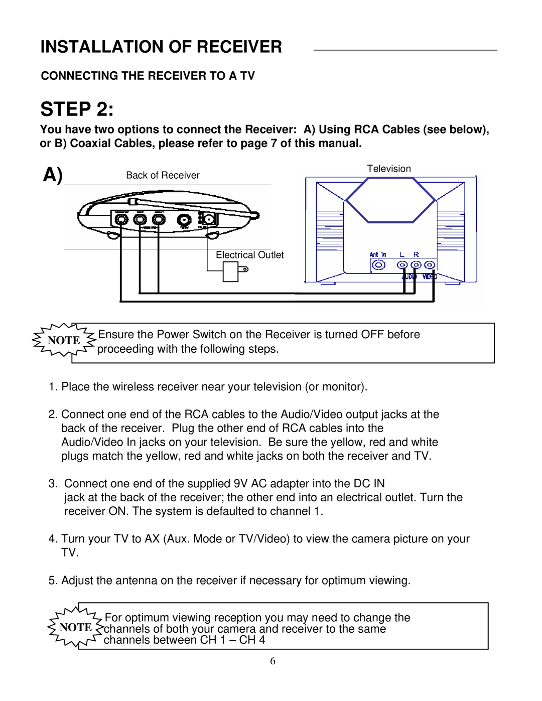 LOREX Technology SG6352 instruction manual Installation of Receiver 