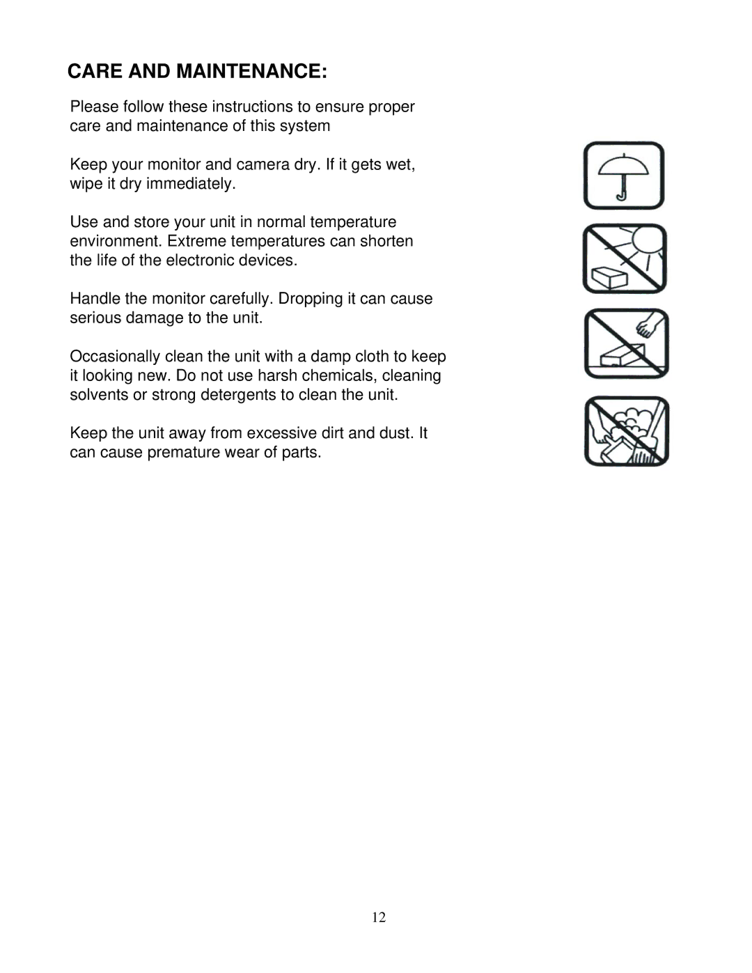 LOREX Technology SG6352 instruction manual Care and Maintenance 