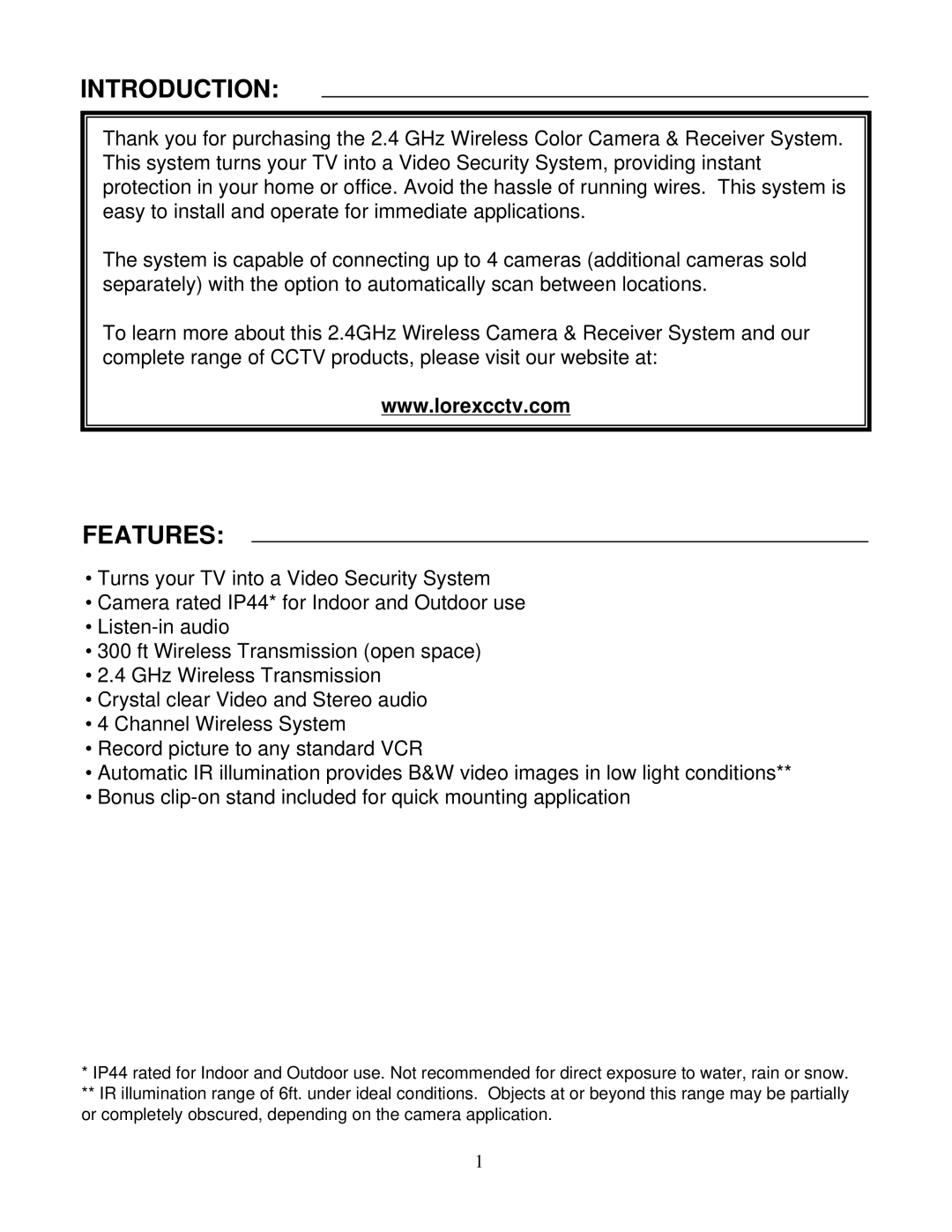 LOREX Technology SG6352 instruction manual Introduction, Features 