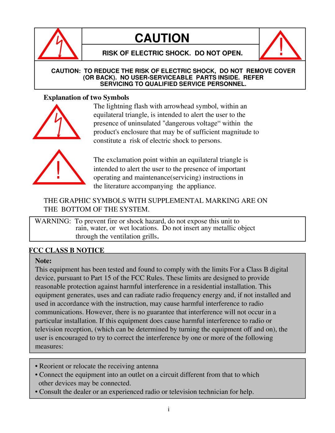 LOREX Technology SG6352 instruction manual Explanation of two Symbols, Fcc Class B Notice 