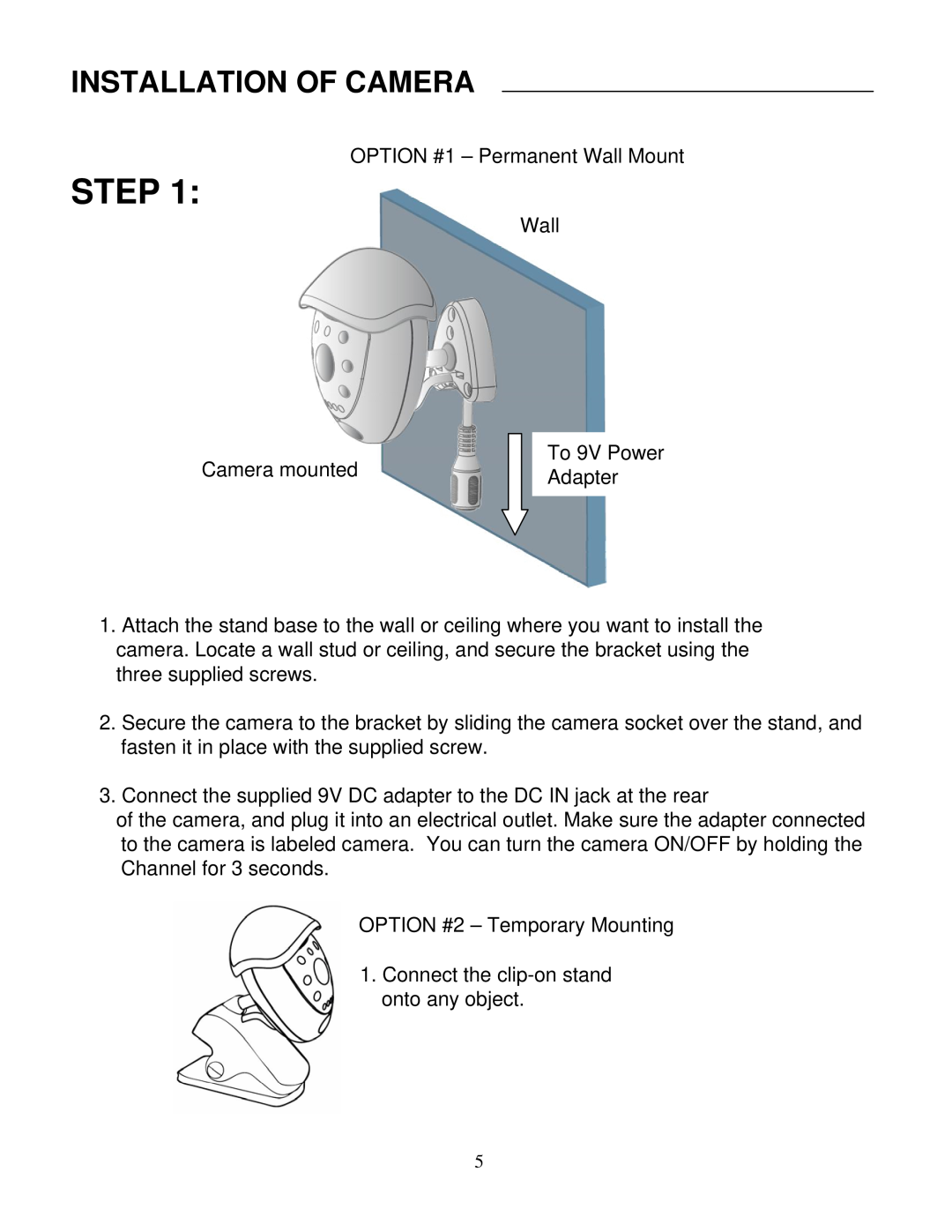 LOREX Technology SG6352 instruction manual Step, Installation Of Camera 