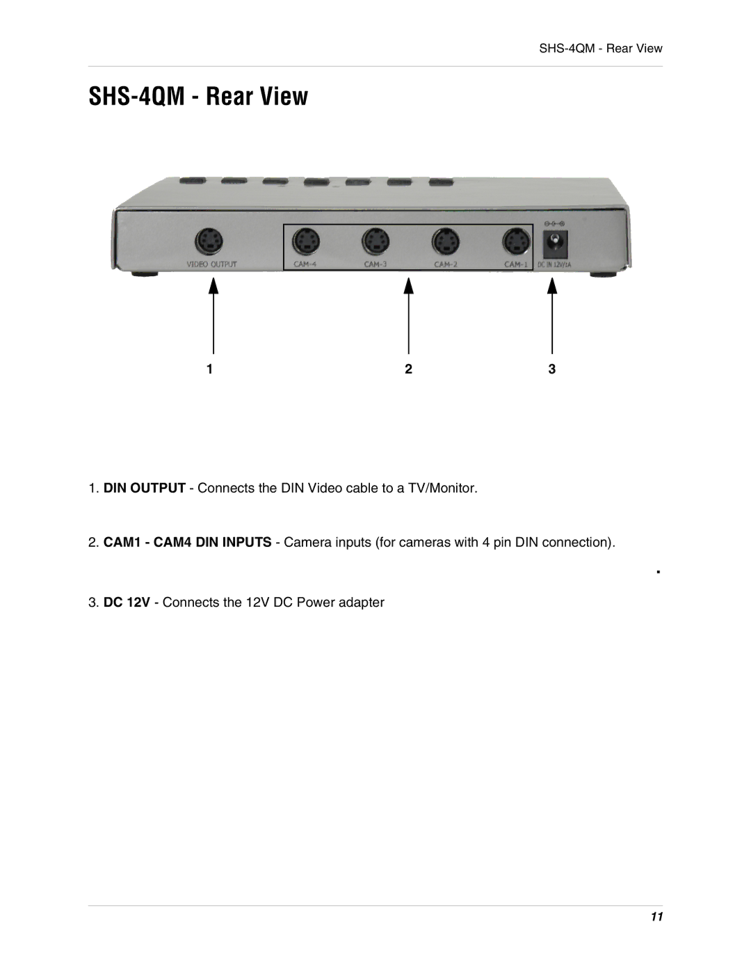 LOREX Technology instruction manual SHS-4QM Rear View 