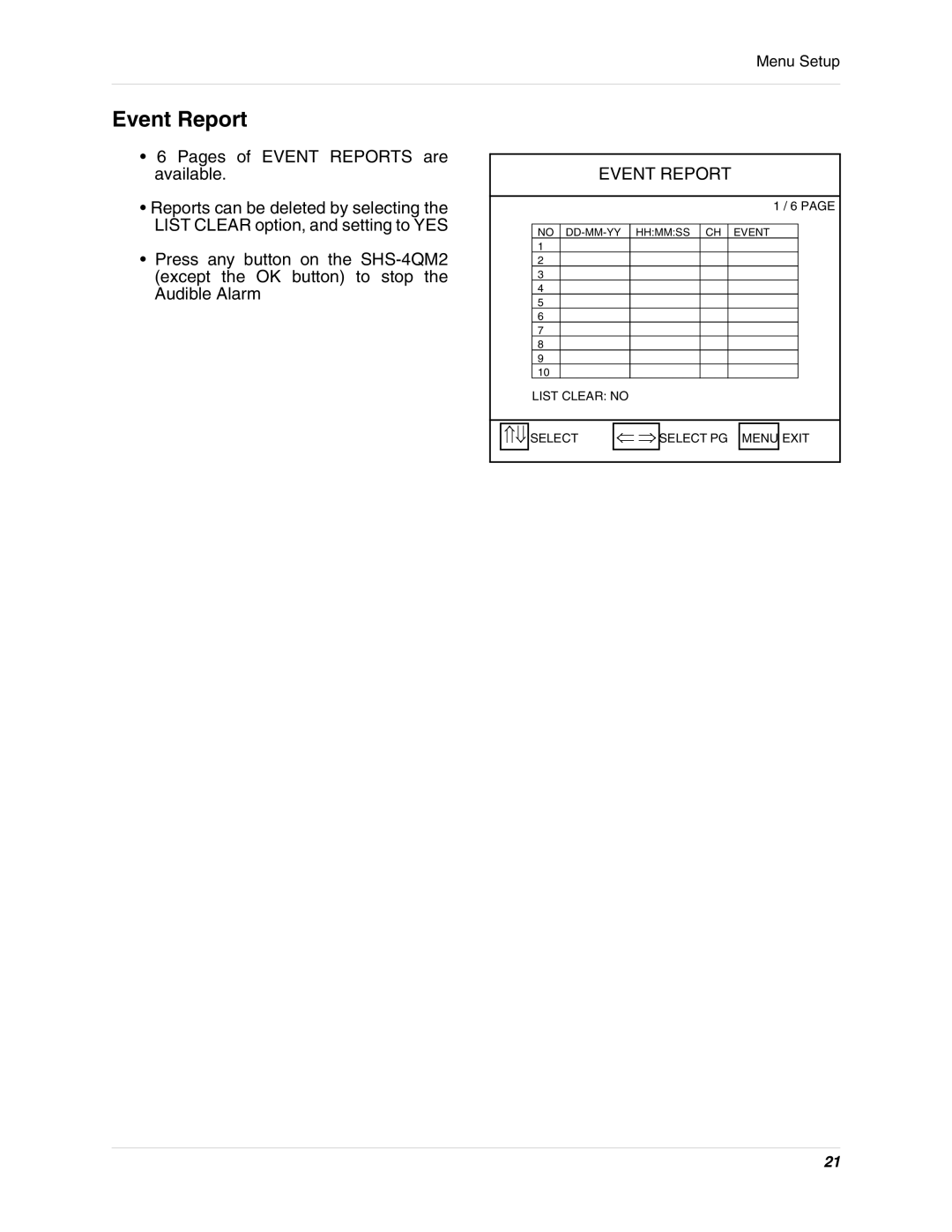 LOREX Technology SHS-4QM2 instruction manual Event Report 