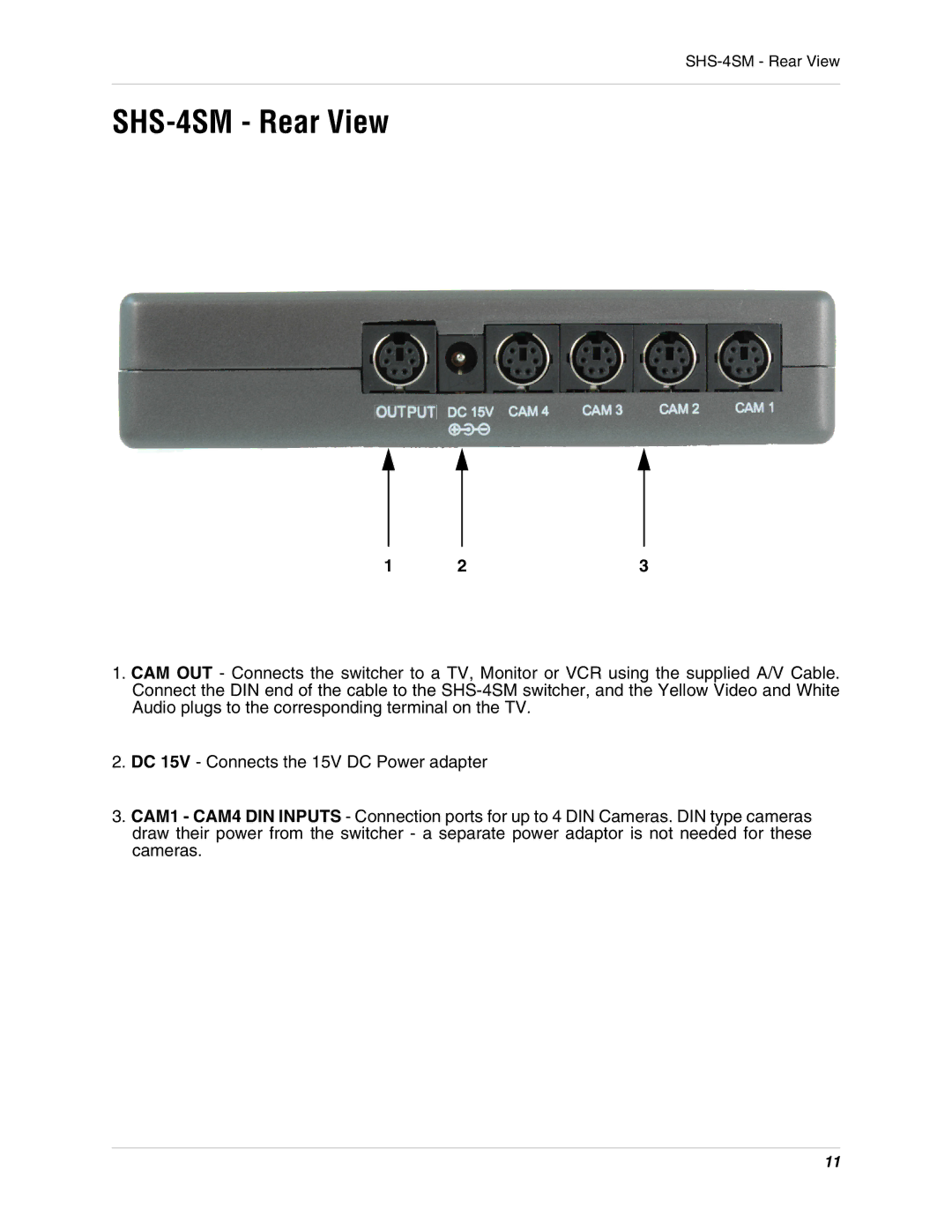 LOREX Technology instruction manual SHS-4SM Rear View 