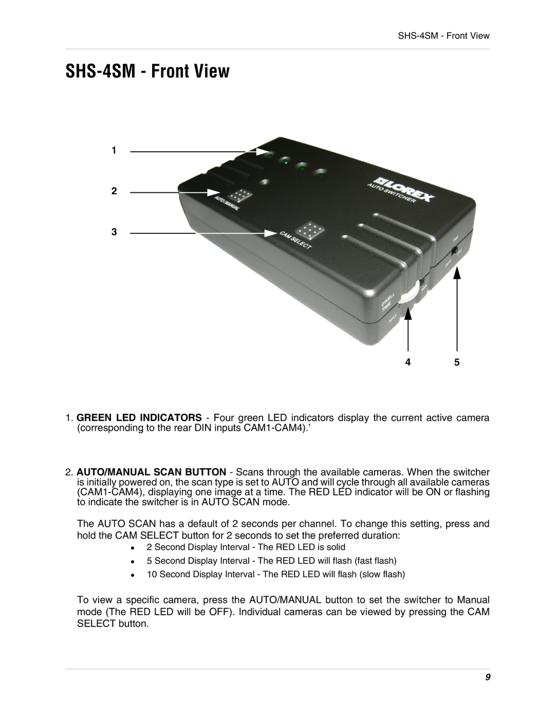 LOREX Technology instruction manual SHS-4SM Front View 