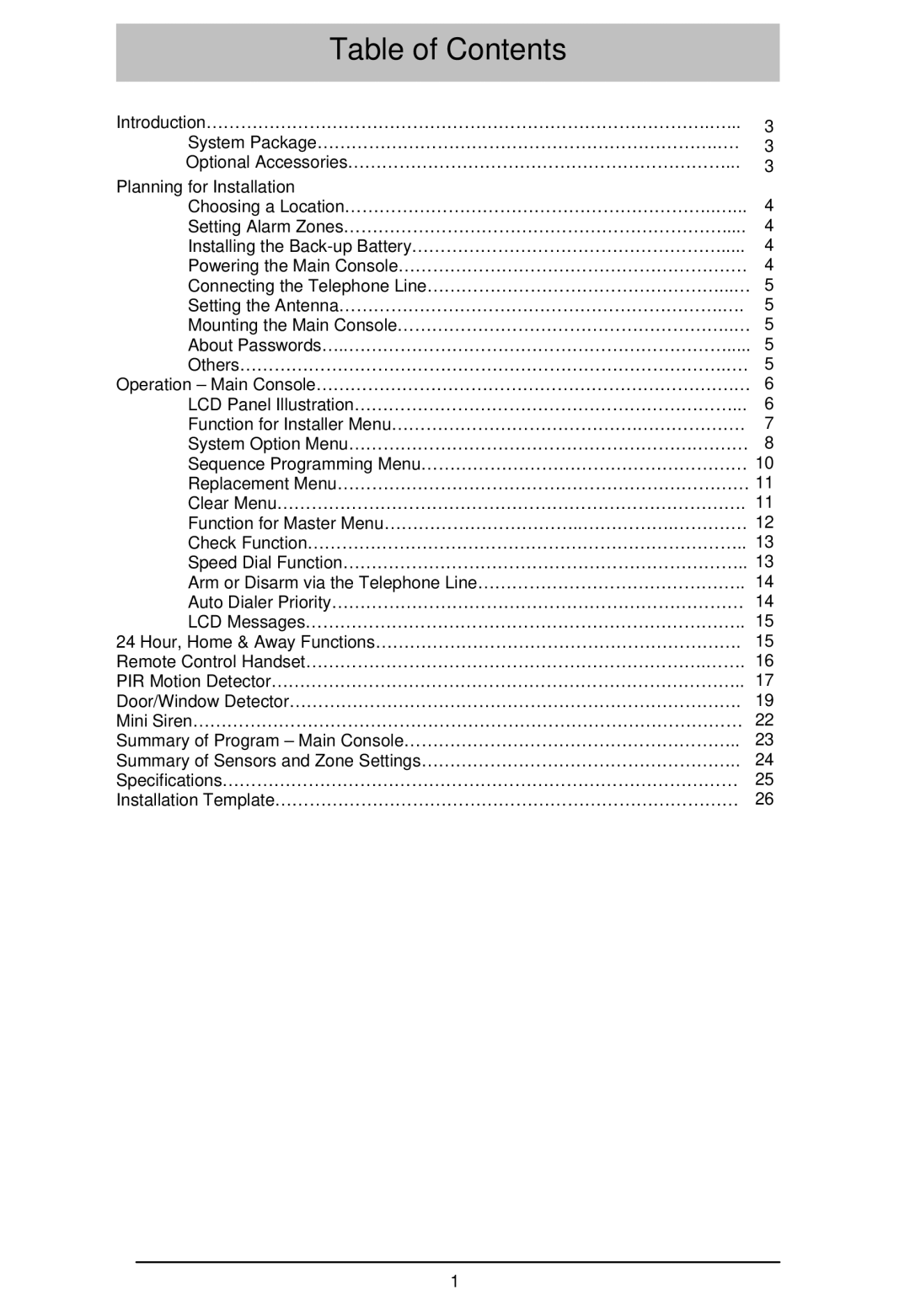 LOREX Technology WA-410 instruction manual Table of Contents 