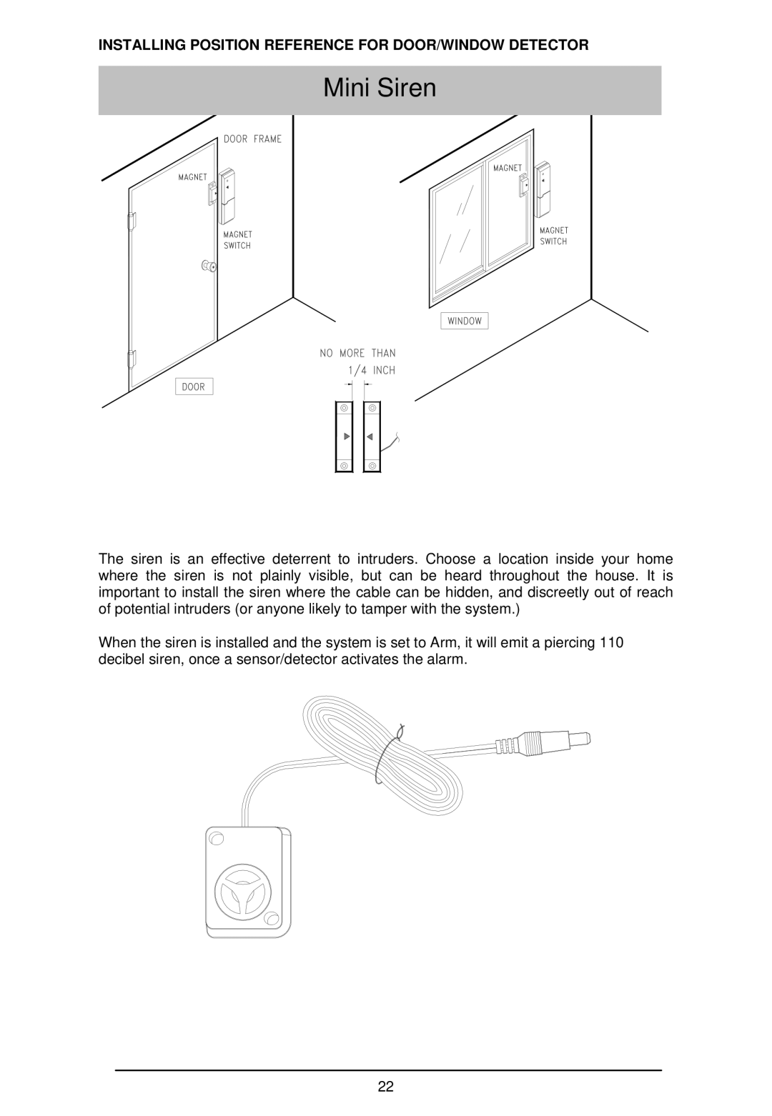 LOREX Technology WA-410 instruction manual Mini Siren 