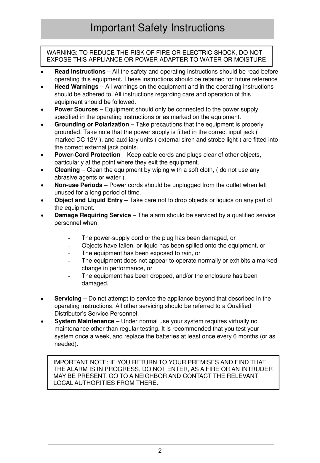 LOREX Technology WA-410 instruction manual Important Safety Instructions 