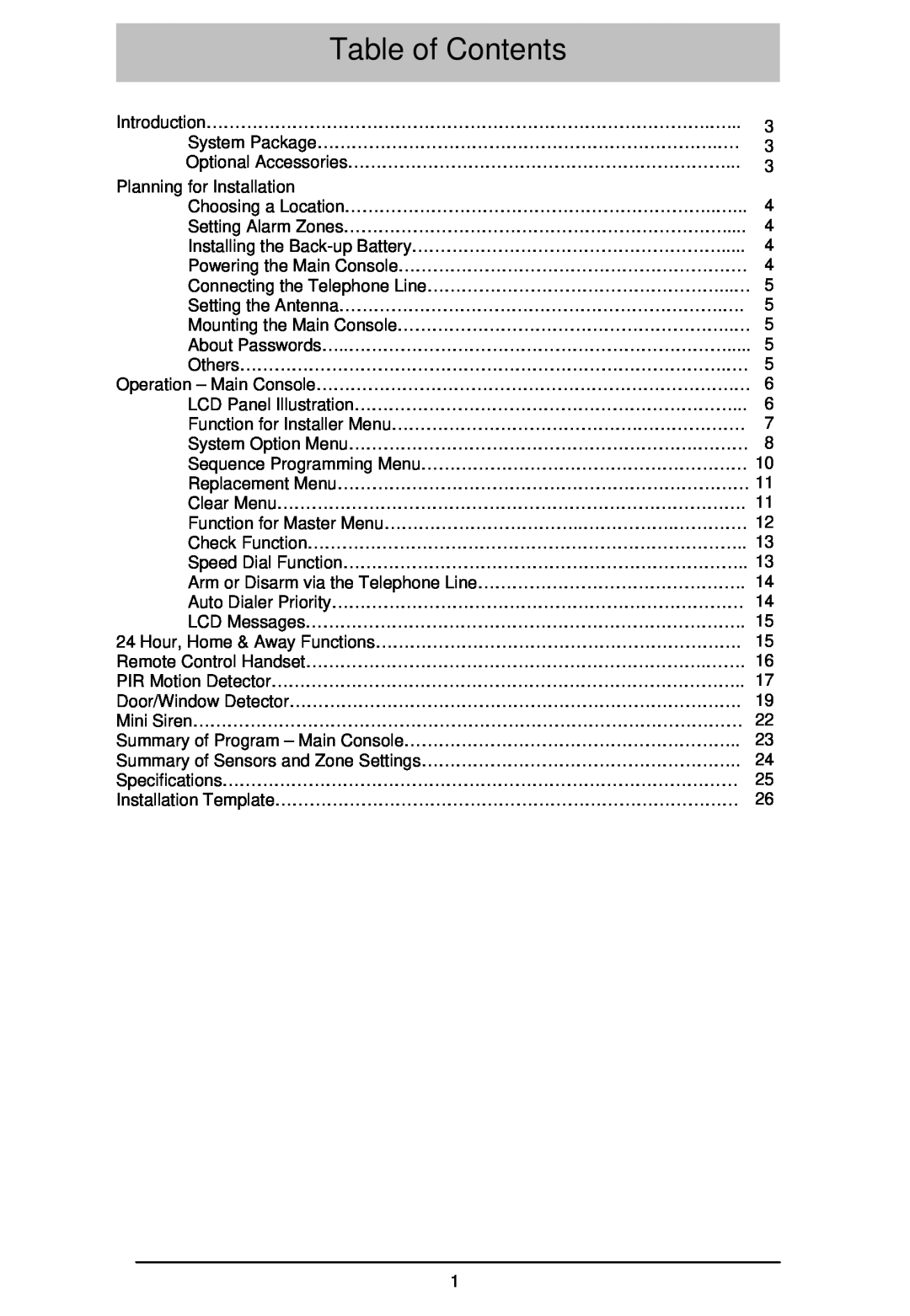 LOREX Technology WA-410 instruction manual Table of Contents 