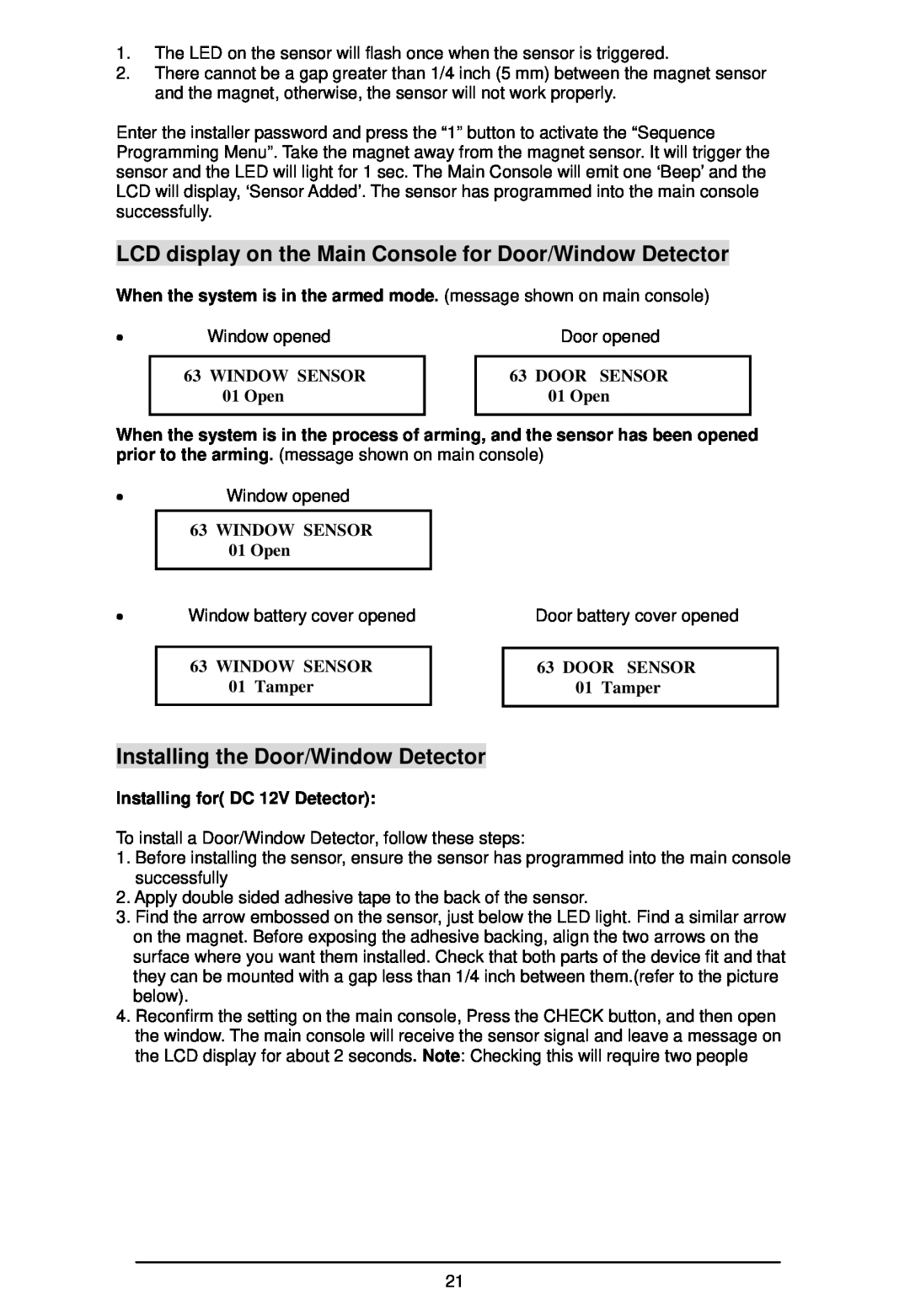 LOREX Technology WA-410 instruction manual Installing the Door/Window Detector 