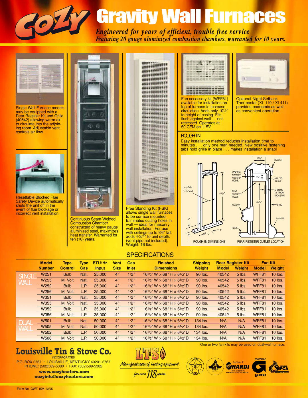 Louisville Tin and Stove 000 BTU, 000 TO 50, 25 Engineered for years of efficient, trouble free service, Single, Wall, Dual 