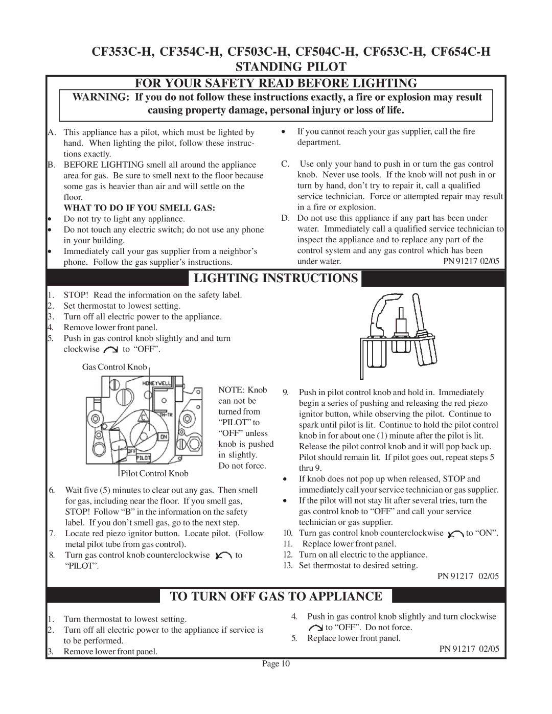 Louisville Tin and Stove 78111 warranty Standing Pilot For Your Safety Read Before Lighting, Lighting Instructions 