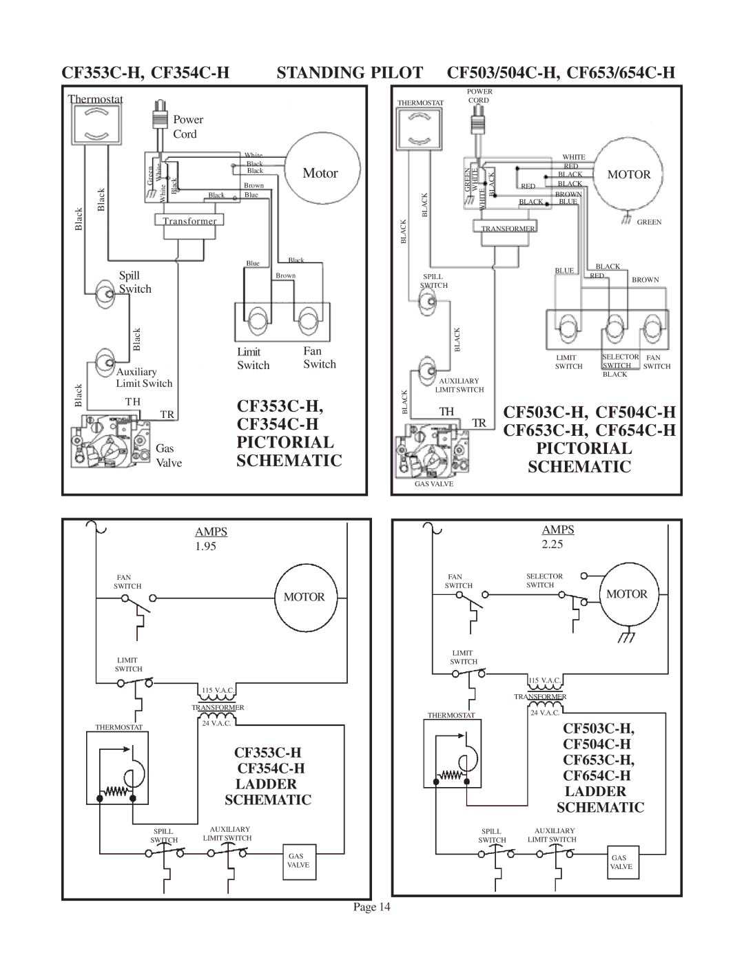 Louisville Tin and Stove 78111 Standing Pilot CF503/504C-H, CF653/654C-H, CF353C-H, CF354C-H Pictorial Schematic, Ladder 