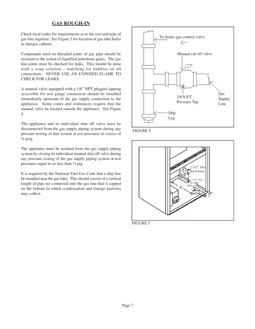 Louisville Tin and Stove 78111 warranty Gas Rough-In 