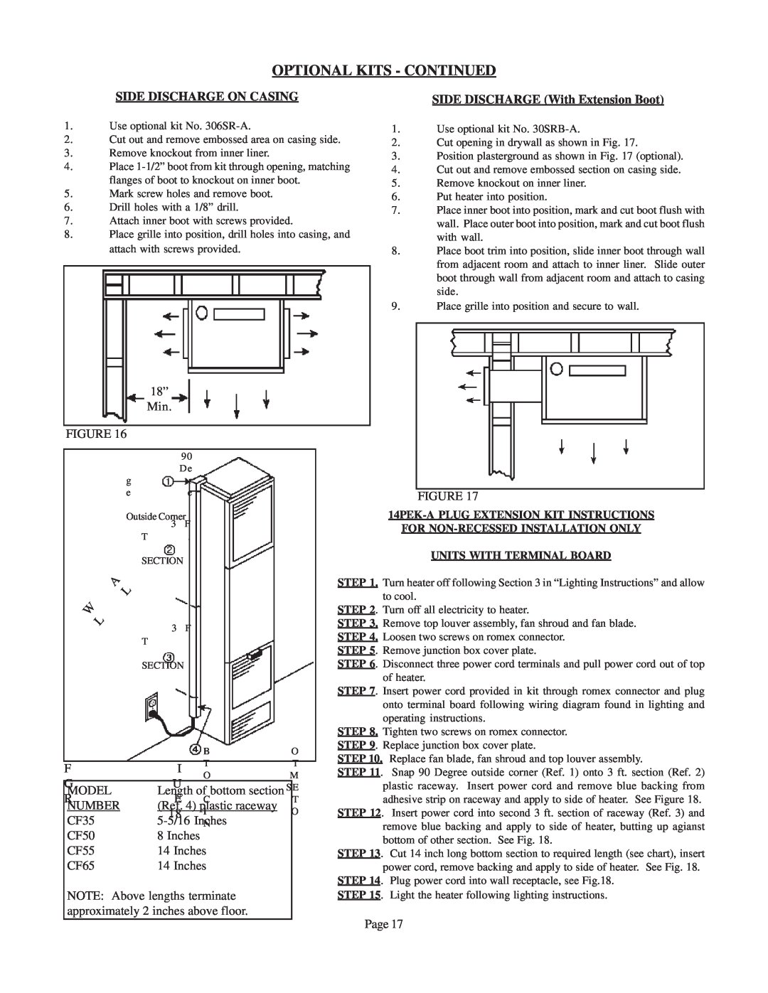 Louisville Tin and Stove 78111 Optional Kits - Continued, Side Discharge On Casing, SIDE DISCHARGE With Extension Boot 