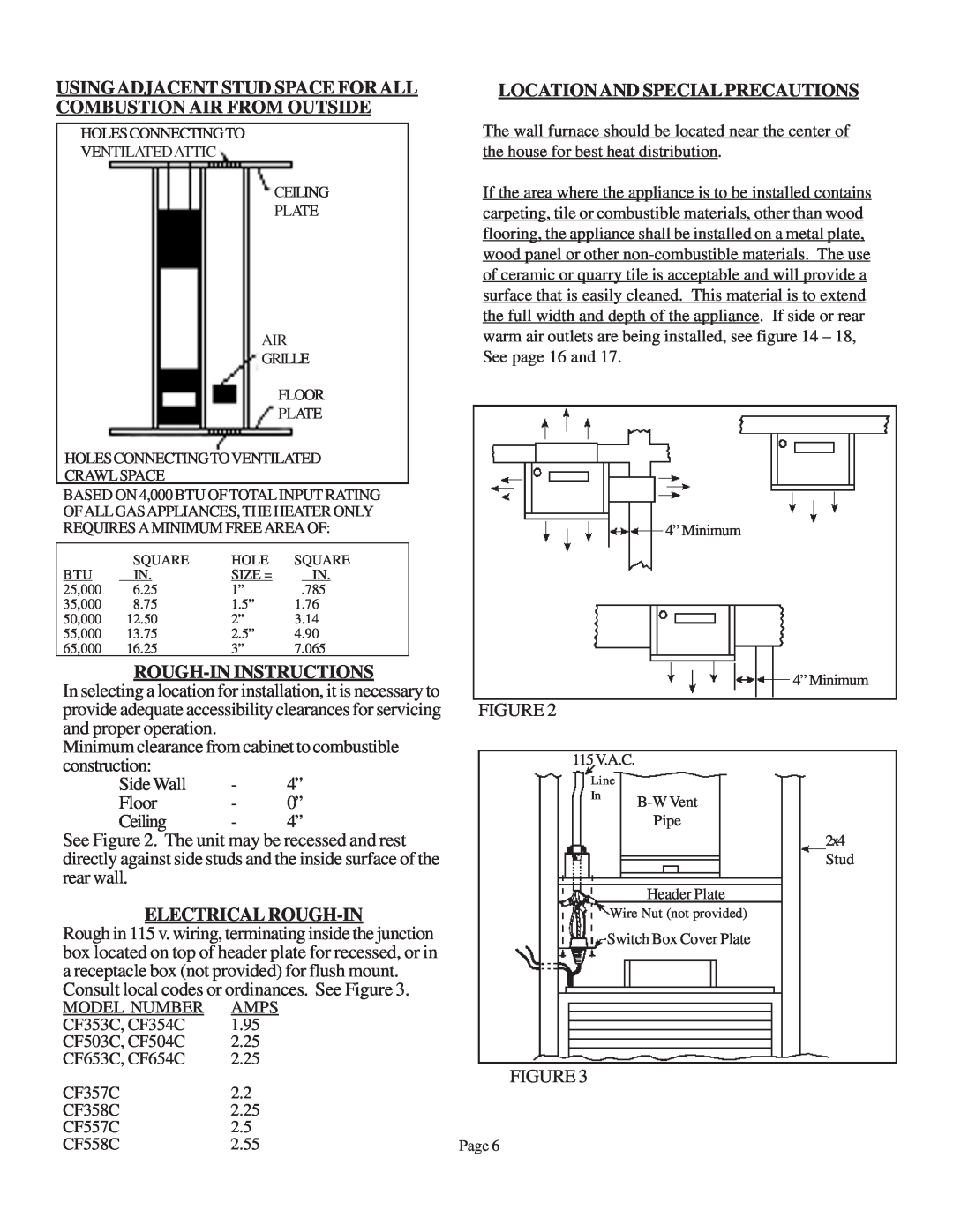 Louisville Tin and Stove 78111 warranty Rough-Ininstructions, Electrical Rough-In, Location And Special Precautions 