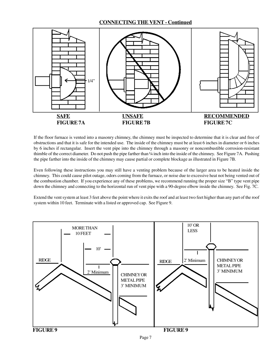 Louisville Tin and Stove 90N30A, 90N75A, 90N65A, 90N50A warranty Safe Unsafe Recommended 