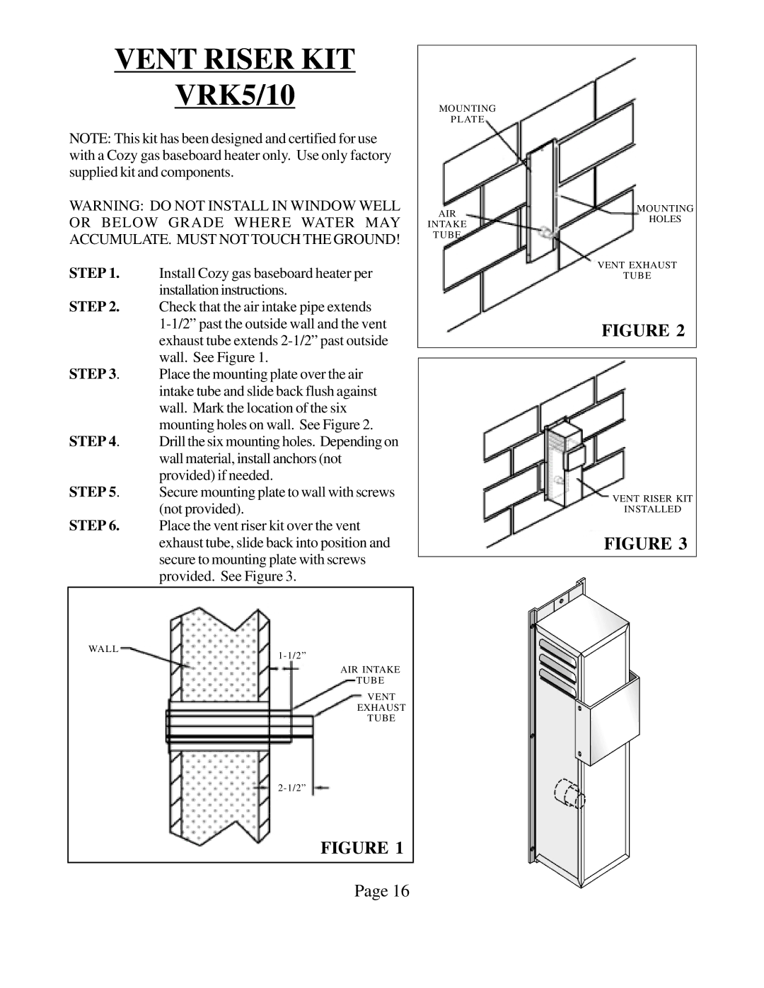 Louisville Tin and Stove BBT53, BBT103, BBT104, BBT54 warranty Vent Riser KIT, Step 