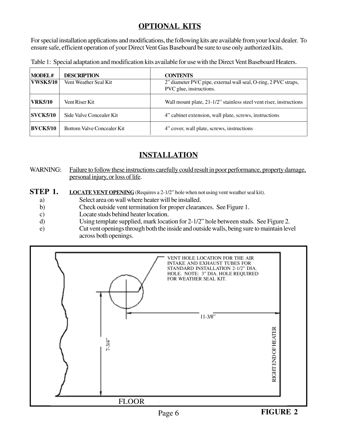 Louisville Tin and Stove BBT104, BBT53, BBT103, BBT54 warranty Optional Kits, Installation, Step 