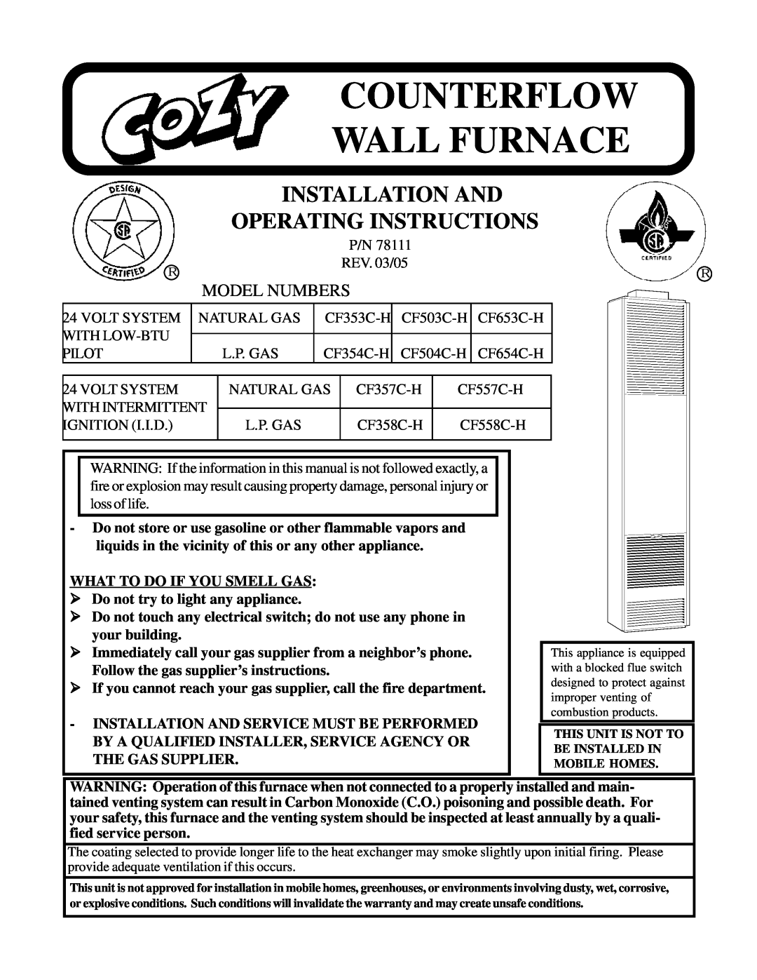 Louisville Tin and Stove CF654C-H, CF504C-H, CF354C-H operating instructions Model Numbers, What To Do If You Smell Gas 