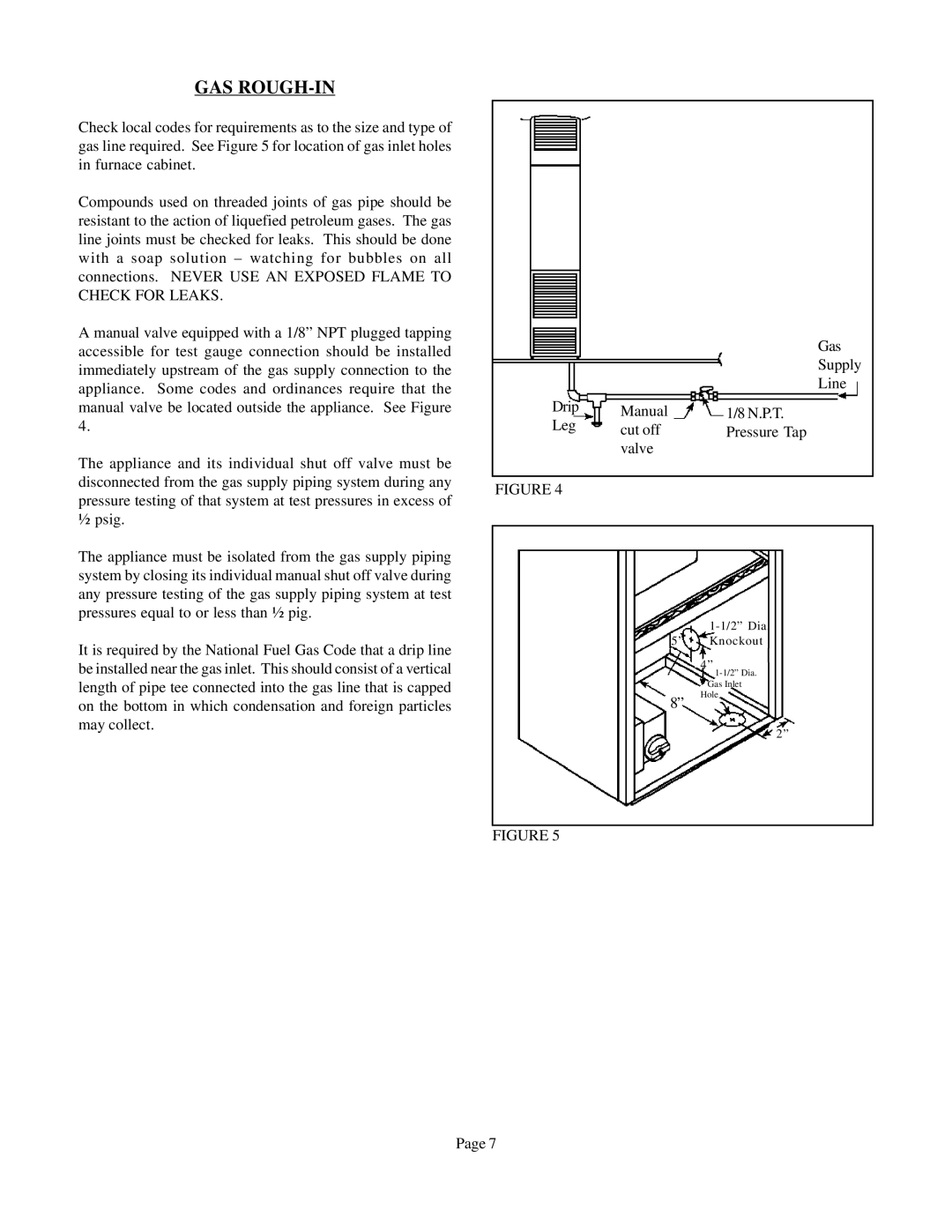 Louisville Tin and Stove CF504R, CF654C-R, CF354C-R operating instructions Gas Rough-In 