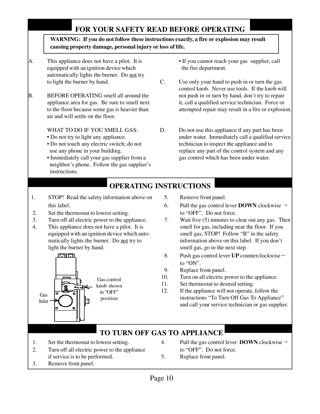 Louisville Tin and Stove HEDV403, HEDV404 warranty For Your Safety Read Before Operating, Operating Instructions 