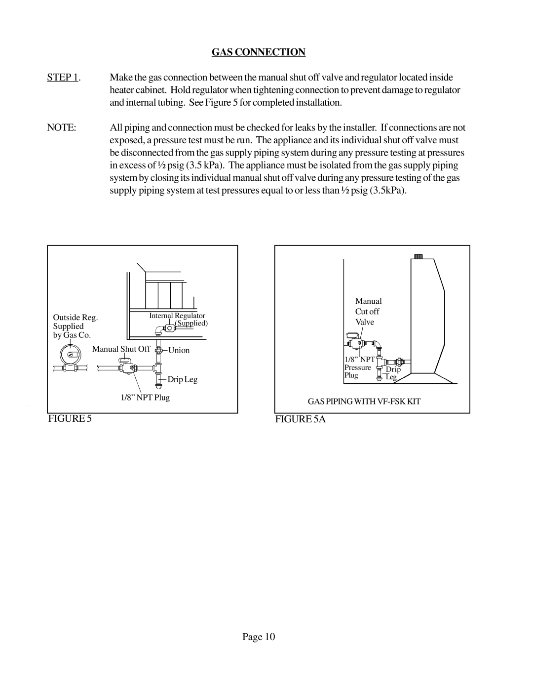 Louisville Tin and Stove VFT101, VFT302, VFT201, VFM303, VFM63, VFM304, VFM103, VFM104, VFT202, VFM204, VFM203 GAS Connection, Step 