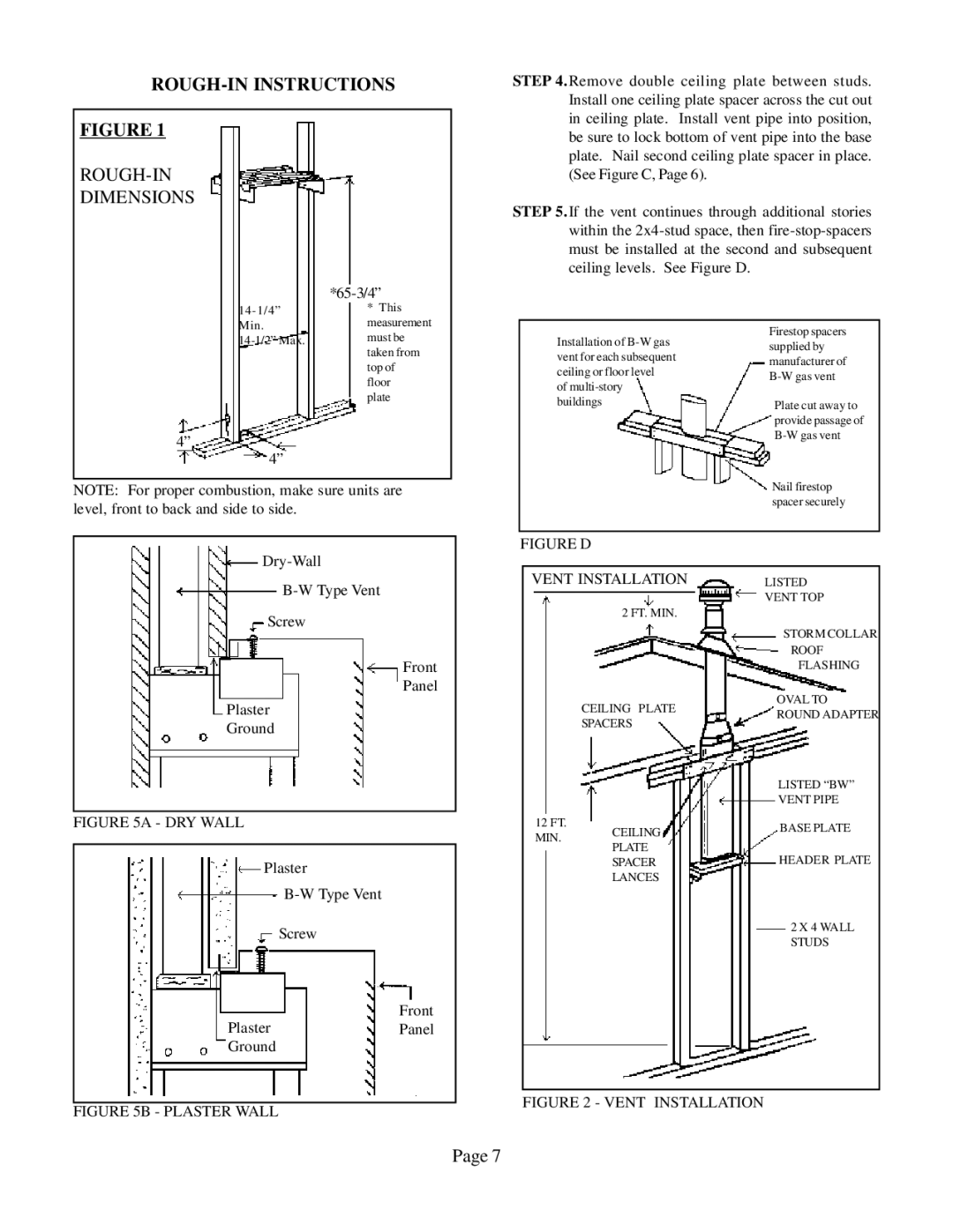 Louisville Tin and Stove W251F, W506, W502F W255F, W351F, W355F, W505F W256F, W356F ROUGH-IN Instructions, ROUGH-IN Dimensions 