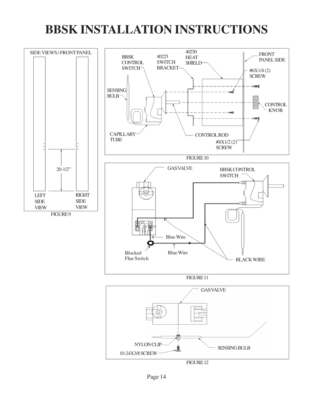 Louisville Tin and Stove W256F Side Views / Front Panel, Left Right Side View Bbsk, Heat, Panelside, Screw, Black Wire 