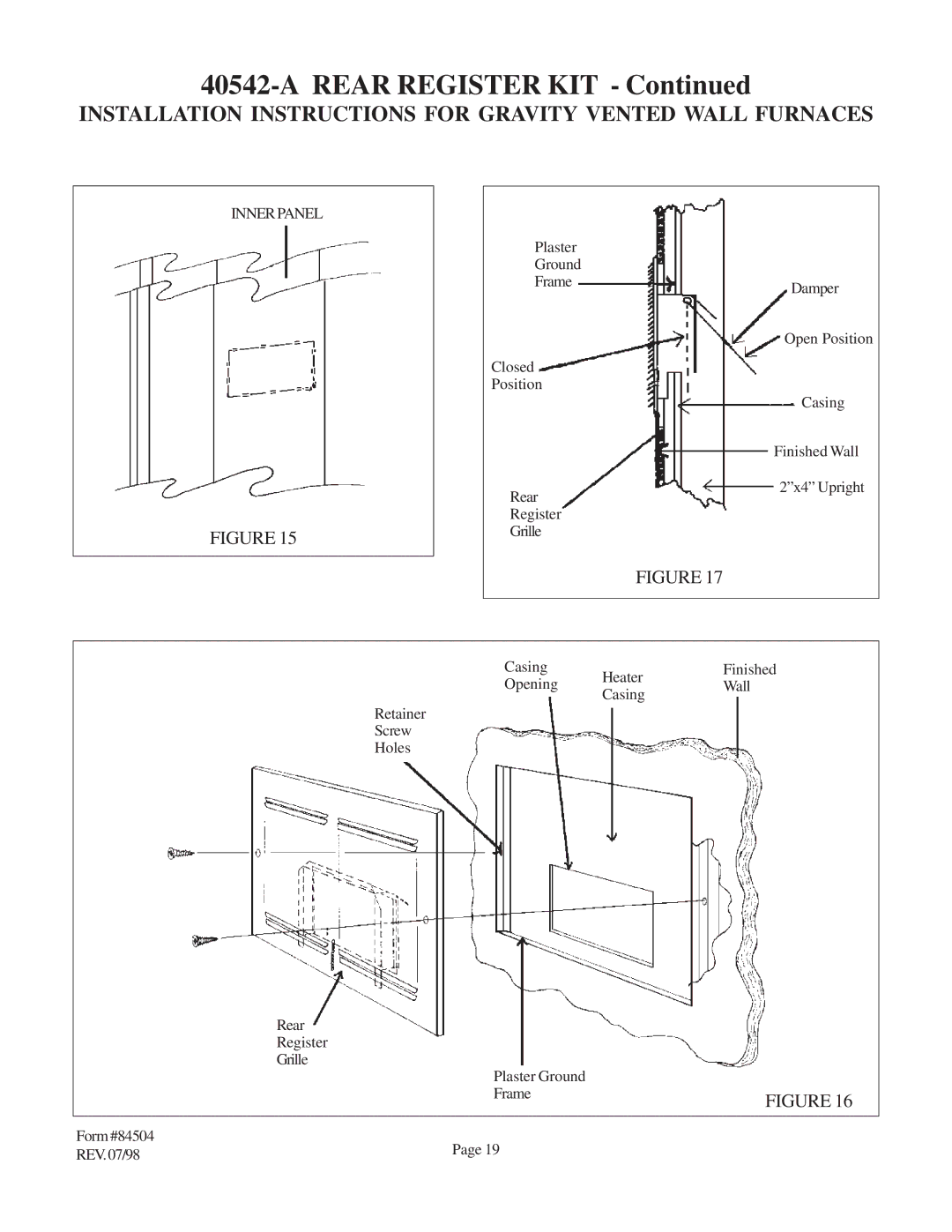 Louisville Tin and Stove W255F, W506F, W505F, W256F warranty Rear Register KIT, Innerpanel 