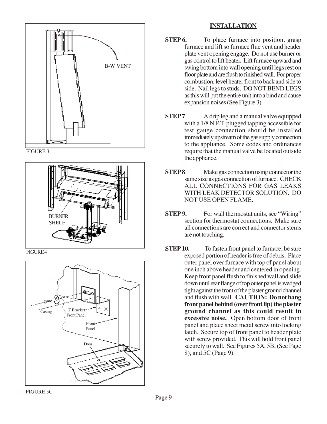 Louisville Tin and Stove W505F, W506F, W256F, W255F warranty Installation, Vent Burner Shelf 