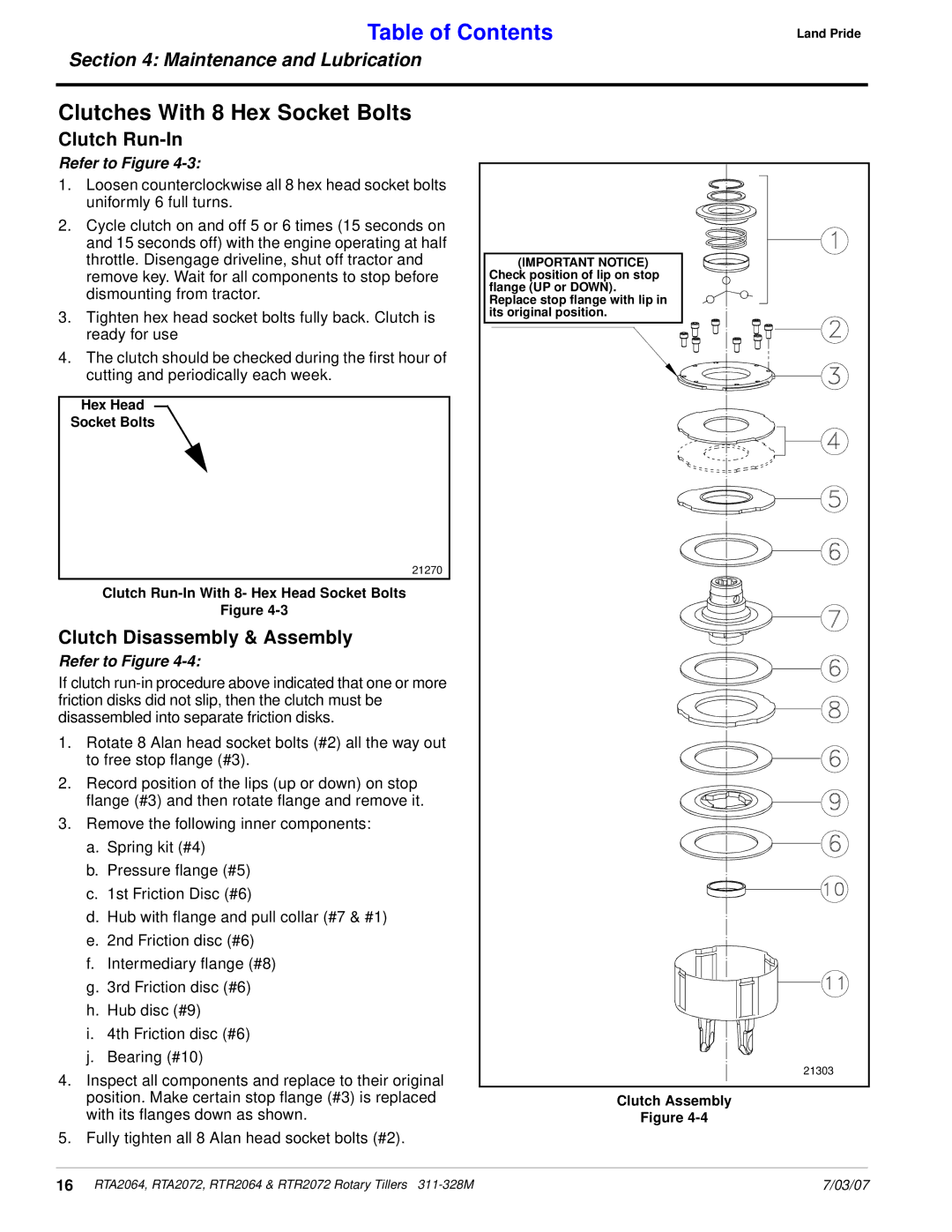 Lowepro RTA2064, RTA2072, RTR2064, RTR2072 manual Clutches With 8 Hex Socket Bolts 