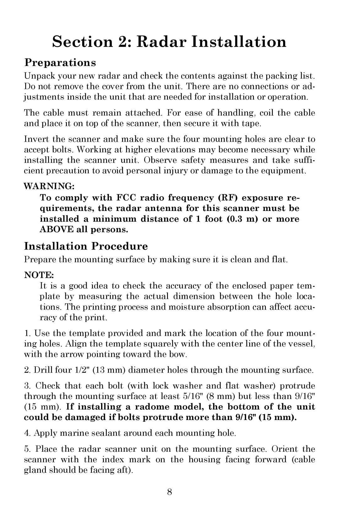 Lowrance electronic 100 installation instructions Radar Installation 