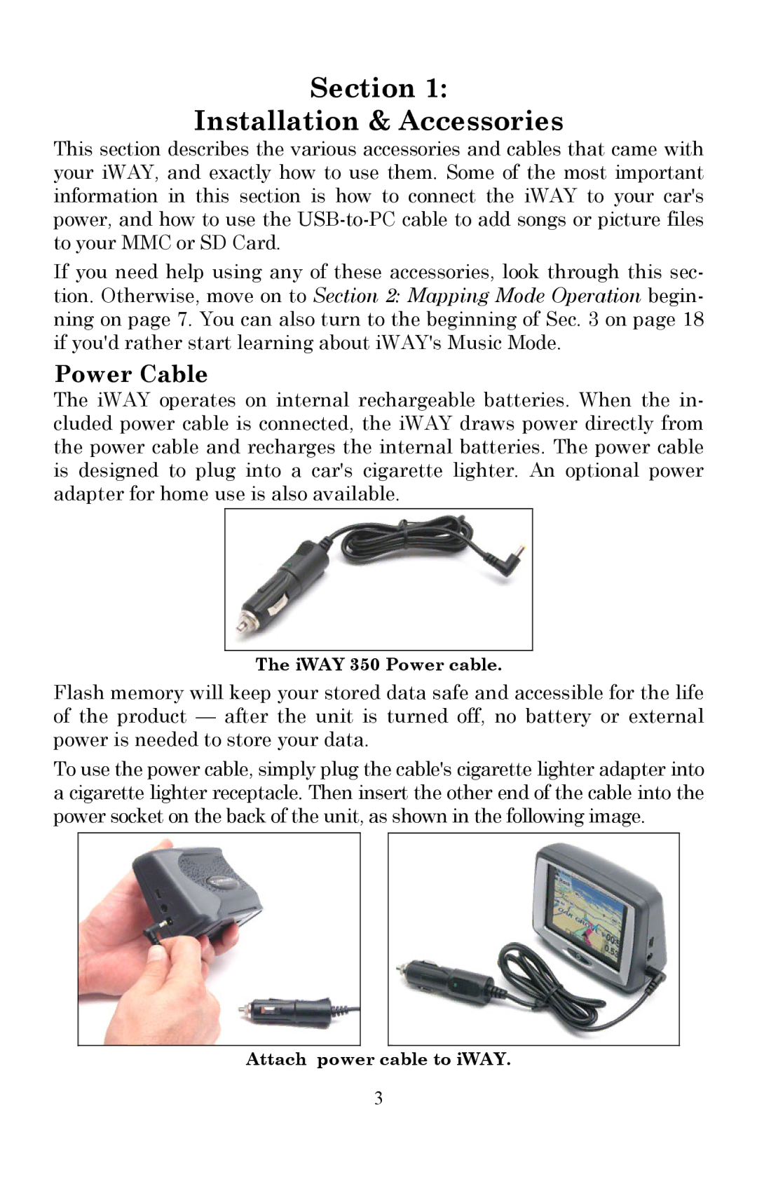 Lowrance electronic 350c manual Section Installation & Accessories, Power Cable 