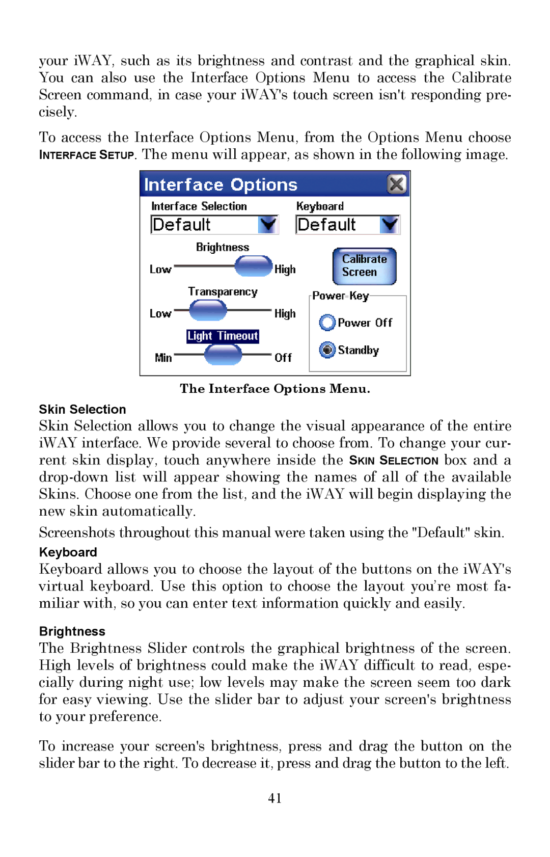 Lowrance electronic 350c manual Interface Options Menu 