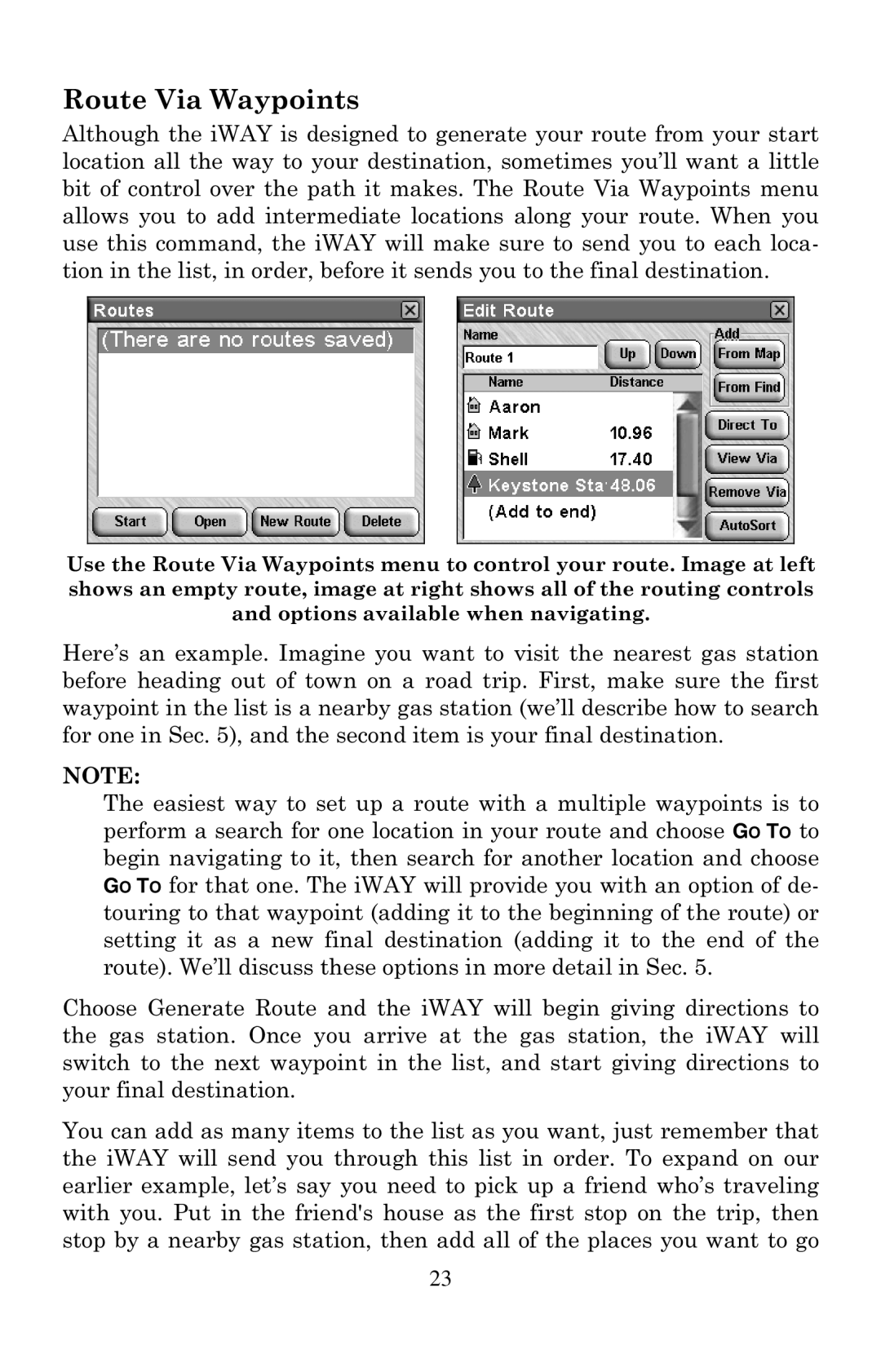 Lowrance electronic 500C manual Route Via Waypoints 