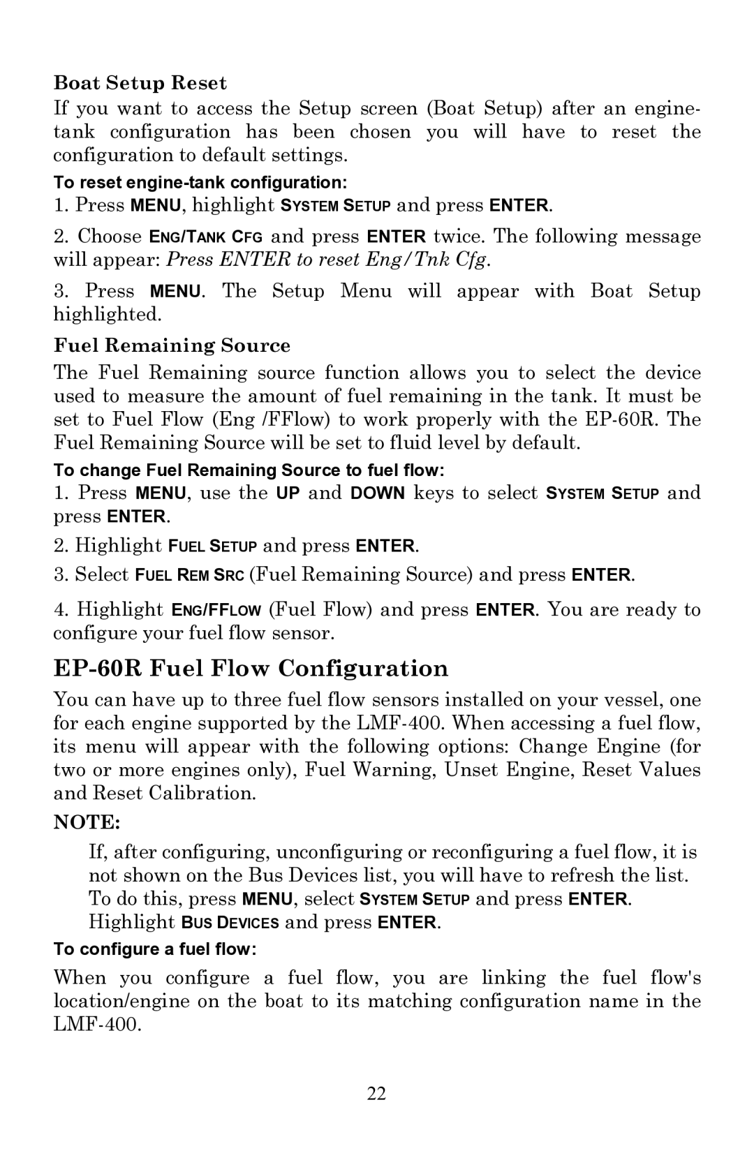 Lowrance electronic EP-60R installation instructions Boat Setup Reset, Fuel Remaining Source 