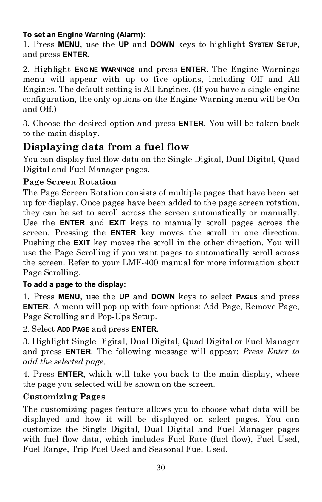 Lowrance electronic EP-60R installation instructions Displaying data from a fuel flow, Screen Rotation 